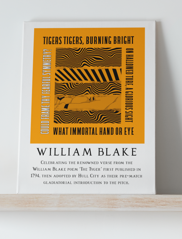 Hull City Art Print TIGERS TIGERS LYRICS Design in Amber