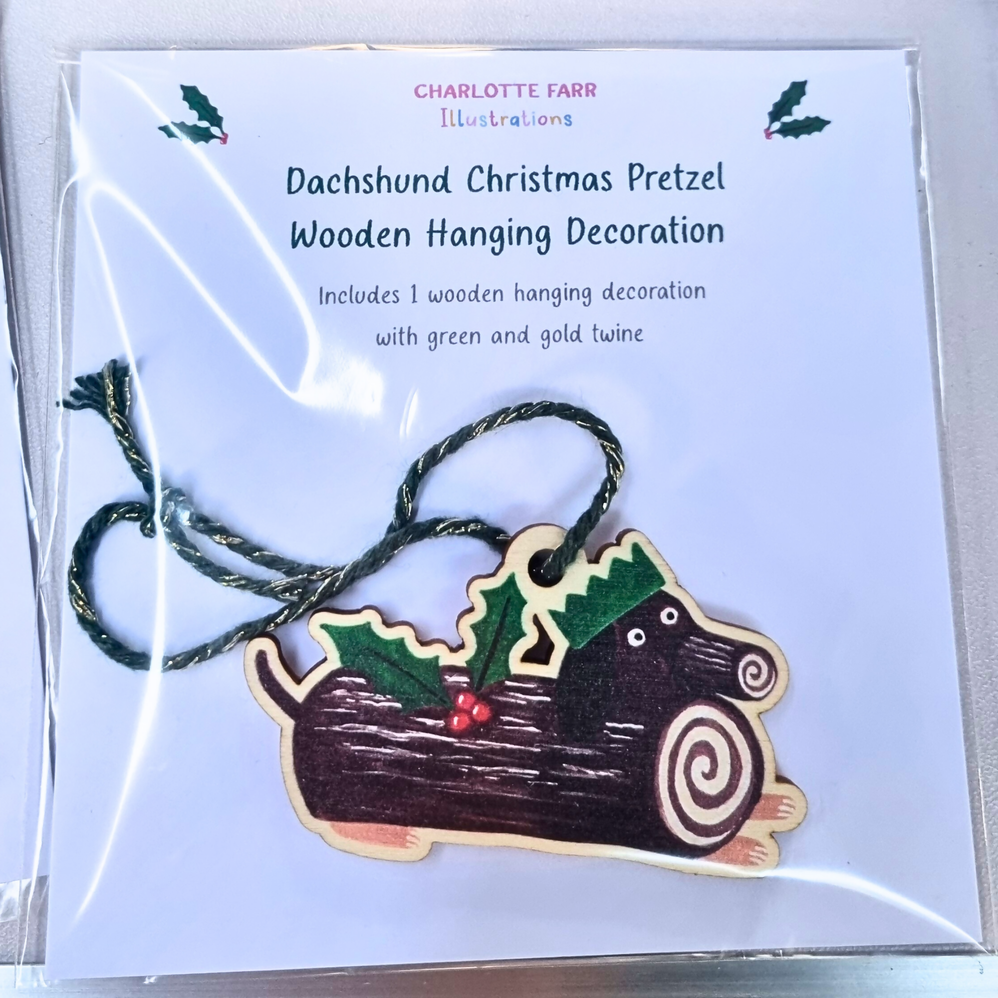 Dachshund Christmas Log Wooden Christmas Decoration