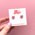 Mini Leopard Print Heart Stud Earrings in Bright Pink and Gold