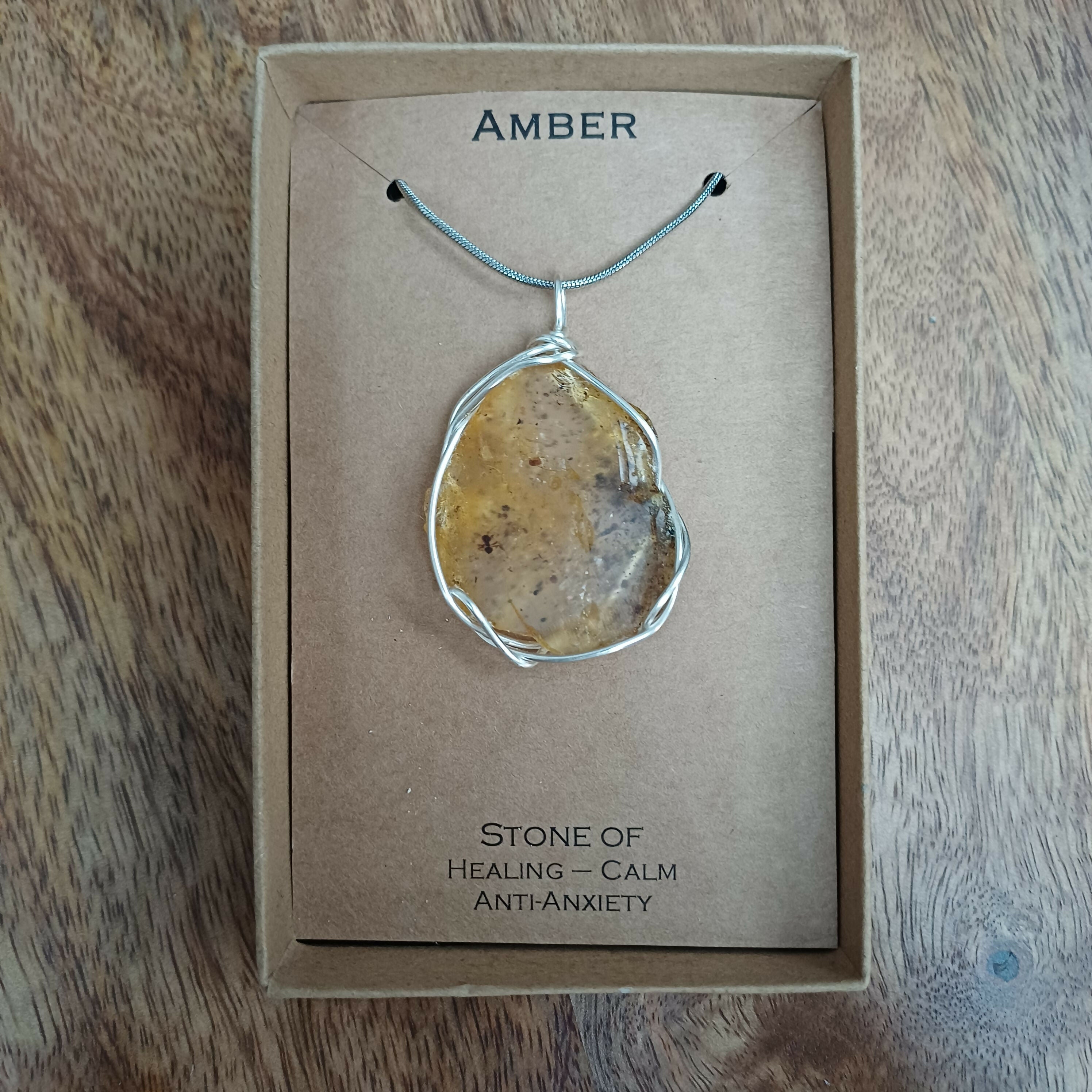 Amber Wire Wrapped Pendant