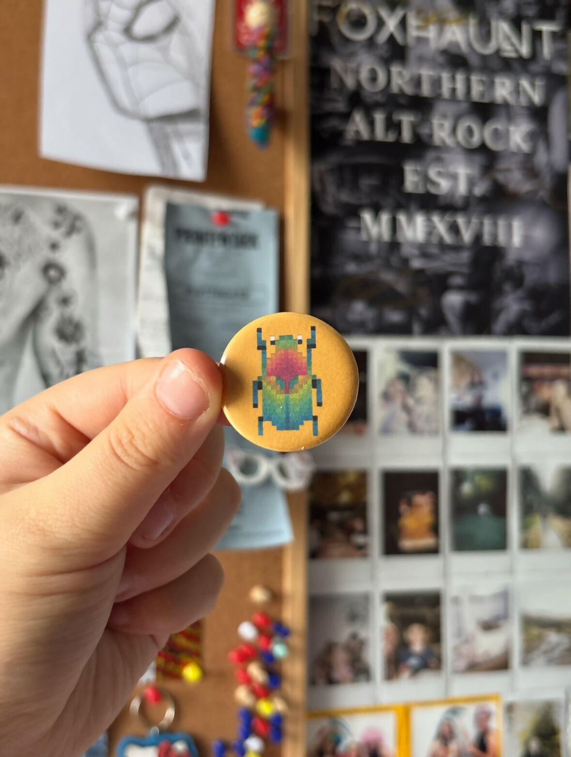 Pixel Leaf Beetle Pin Badge