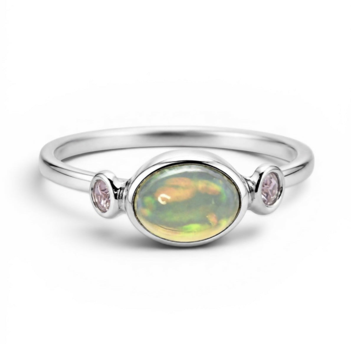 925 Sterling Silver Ethiopian Opal Ring