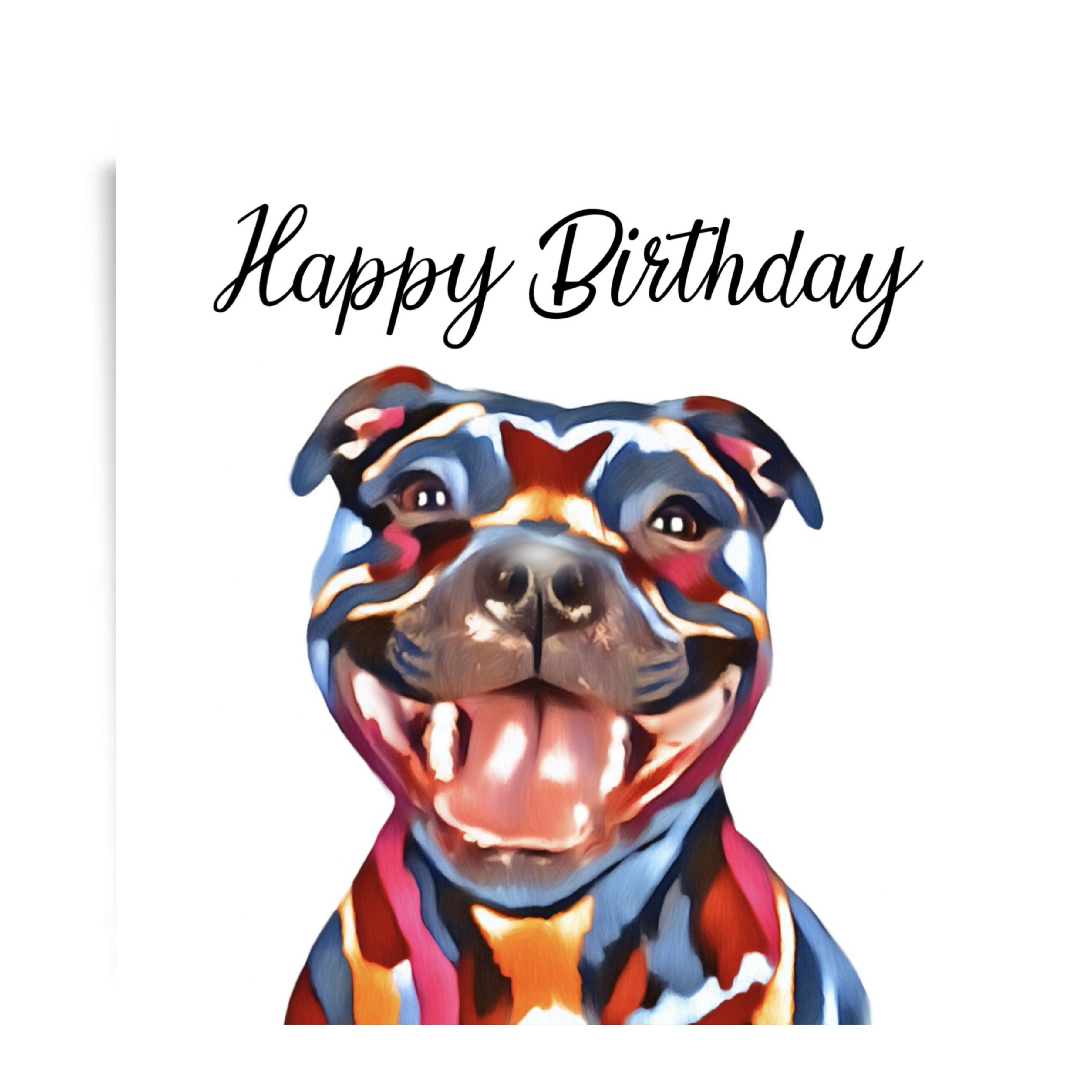 STAFFY DOG GREETINGS CARD