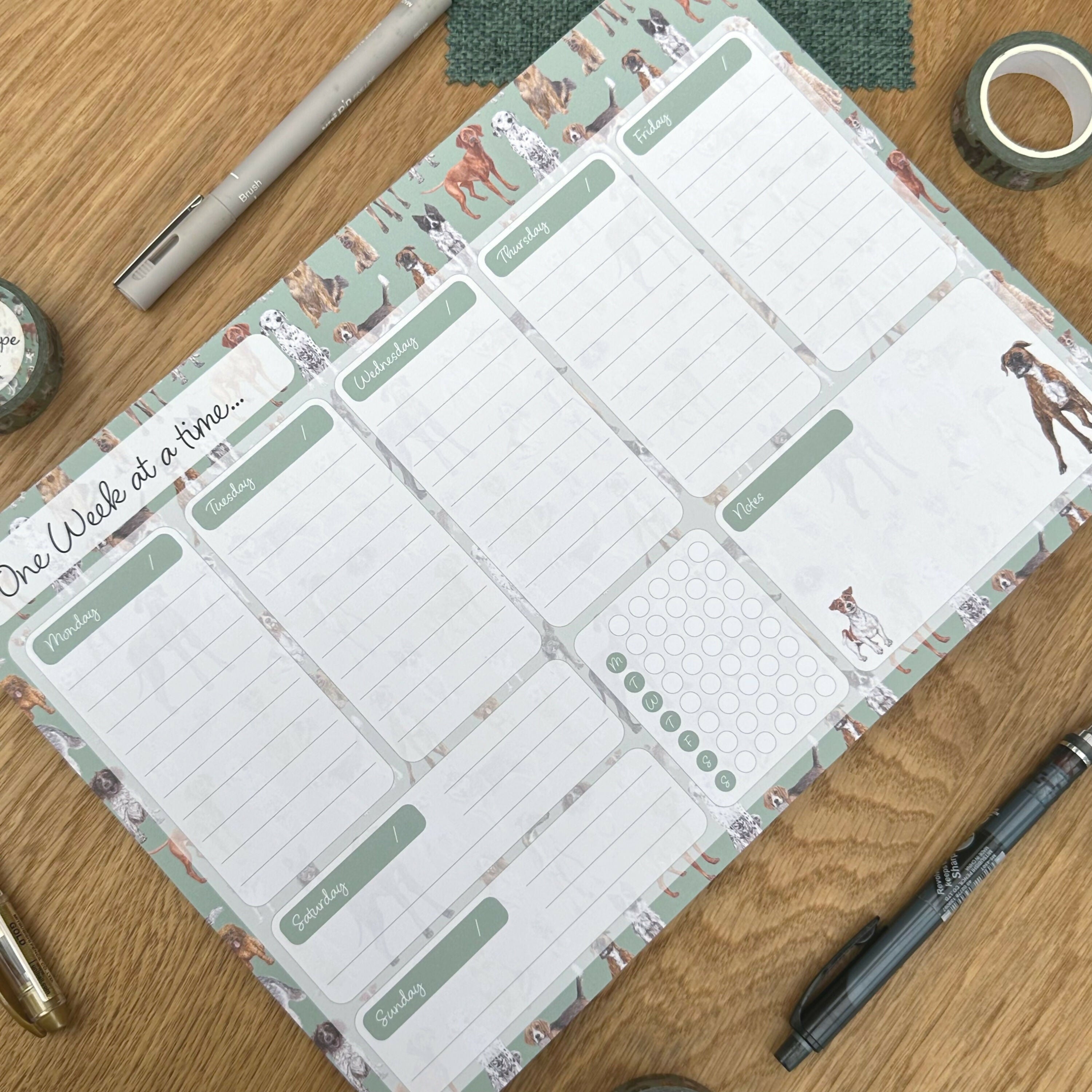 A4 50 Page Dog Weekly Planner Pad