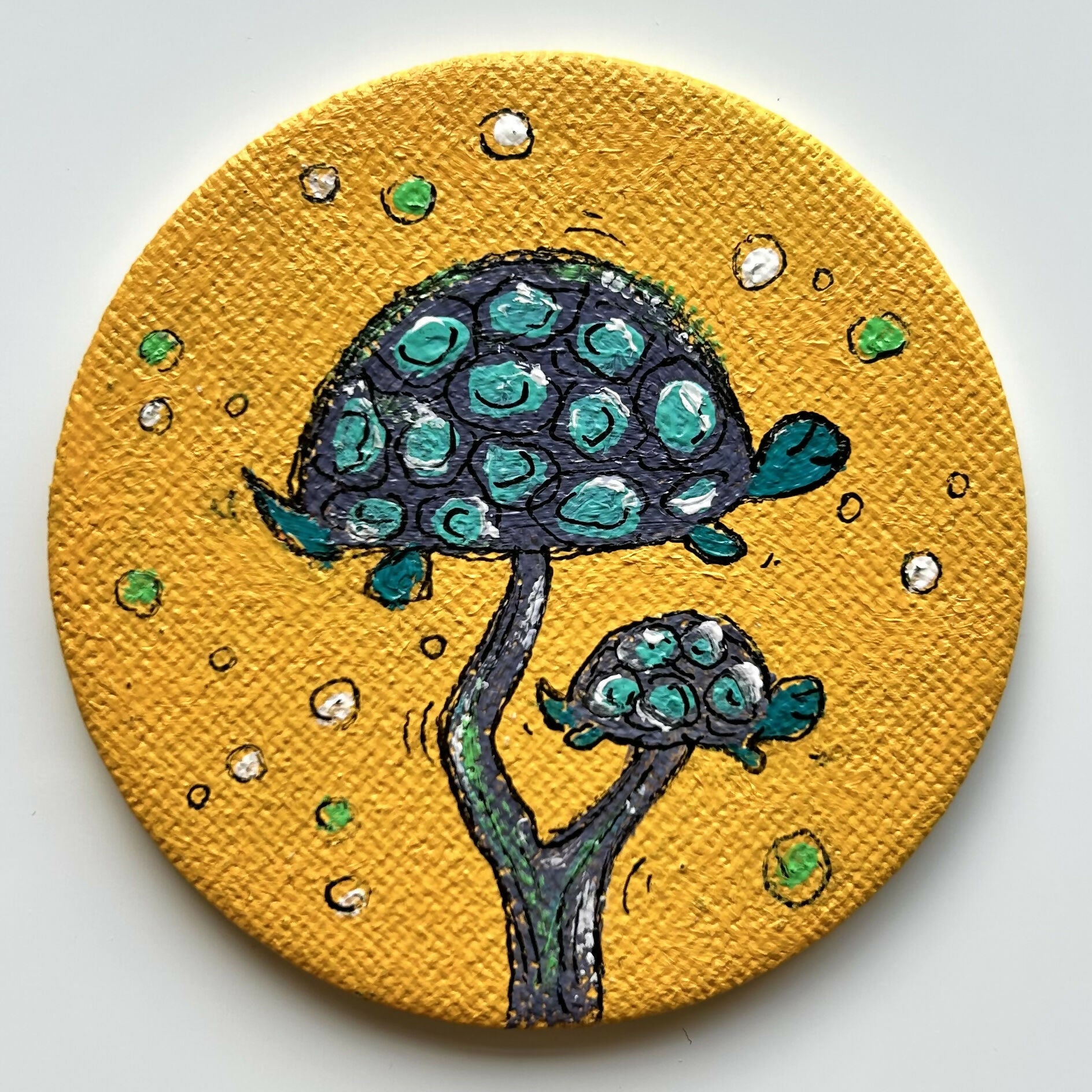 Turtle Mushroom Magnets Original Artwork