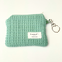 Sage Green Waffle Fabric Zipped Keychain Wallet