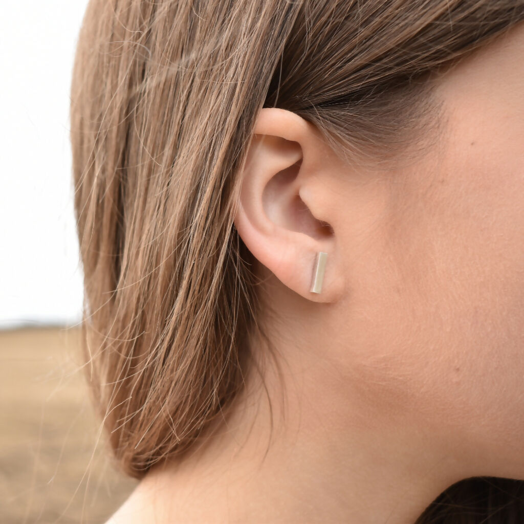 Sterling Silver Bar Stud Earrings