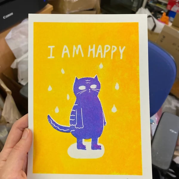 I Am Happy Riso Print