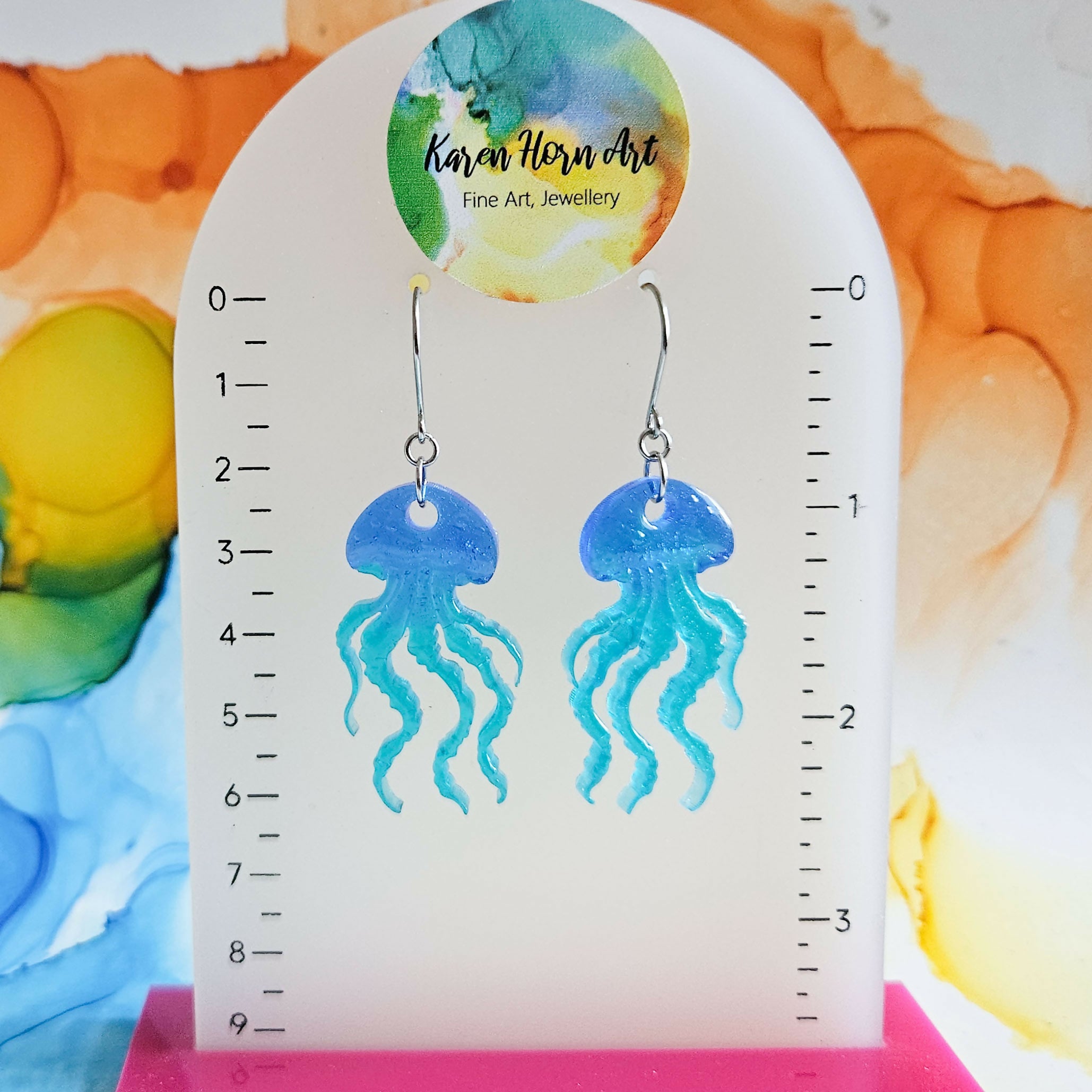 Handmade Jellyfish Resin Dangle Earrings