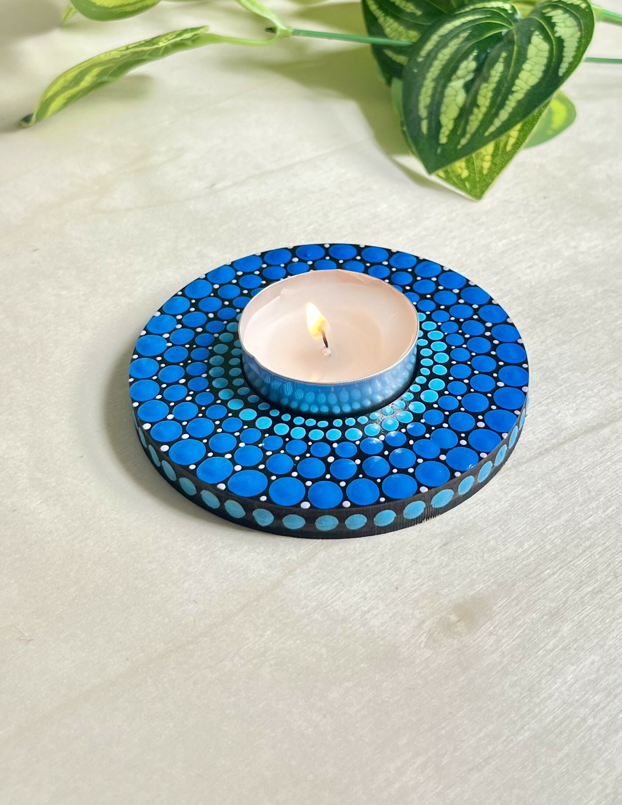 Hand Painted Wooden Tealight Holder
