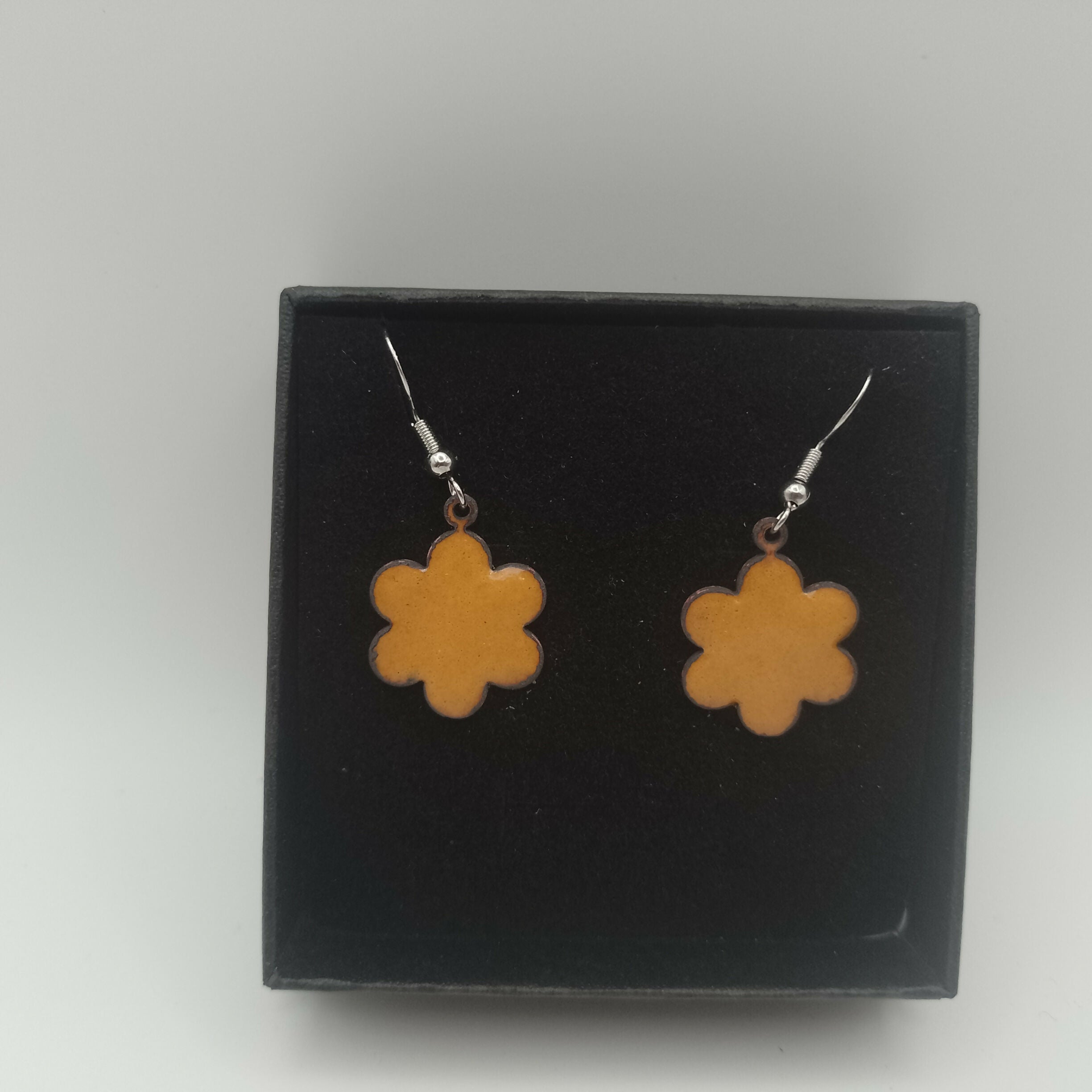 Sunflower Yellow Enamel Flower Earrings