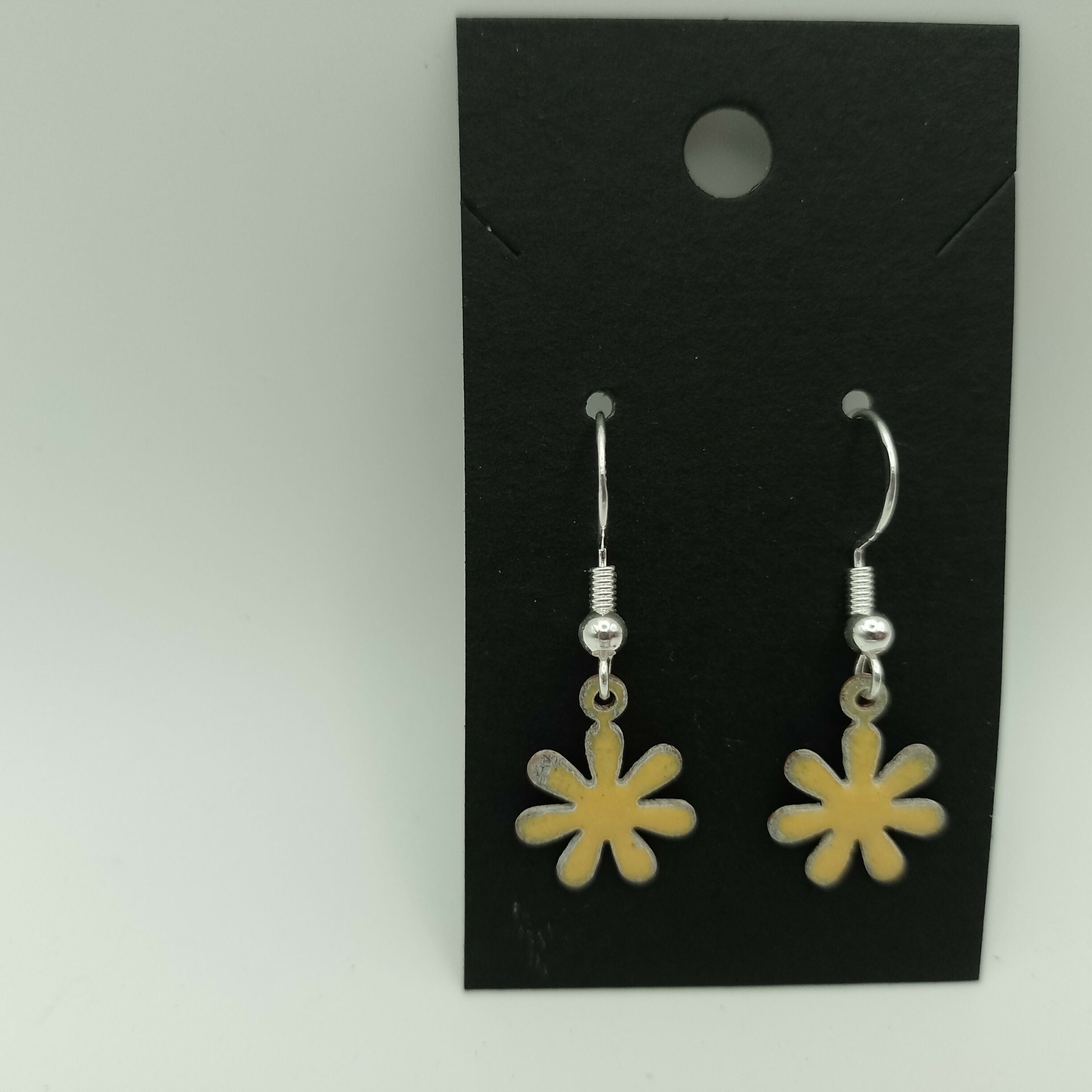 Yellow Enamel Flower Earrings