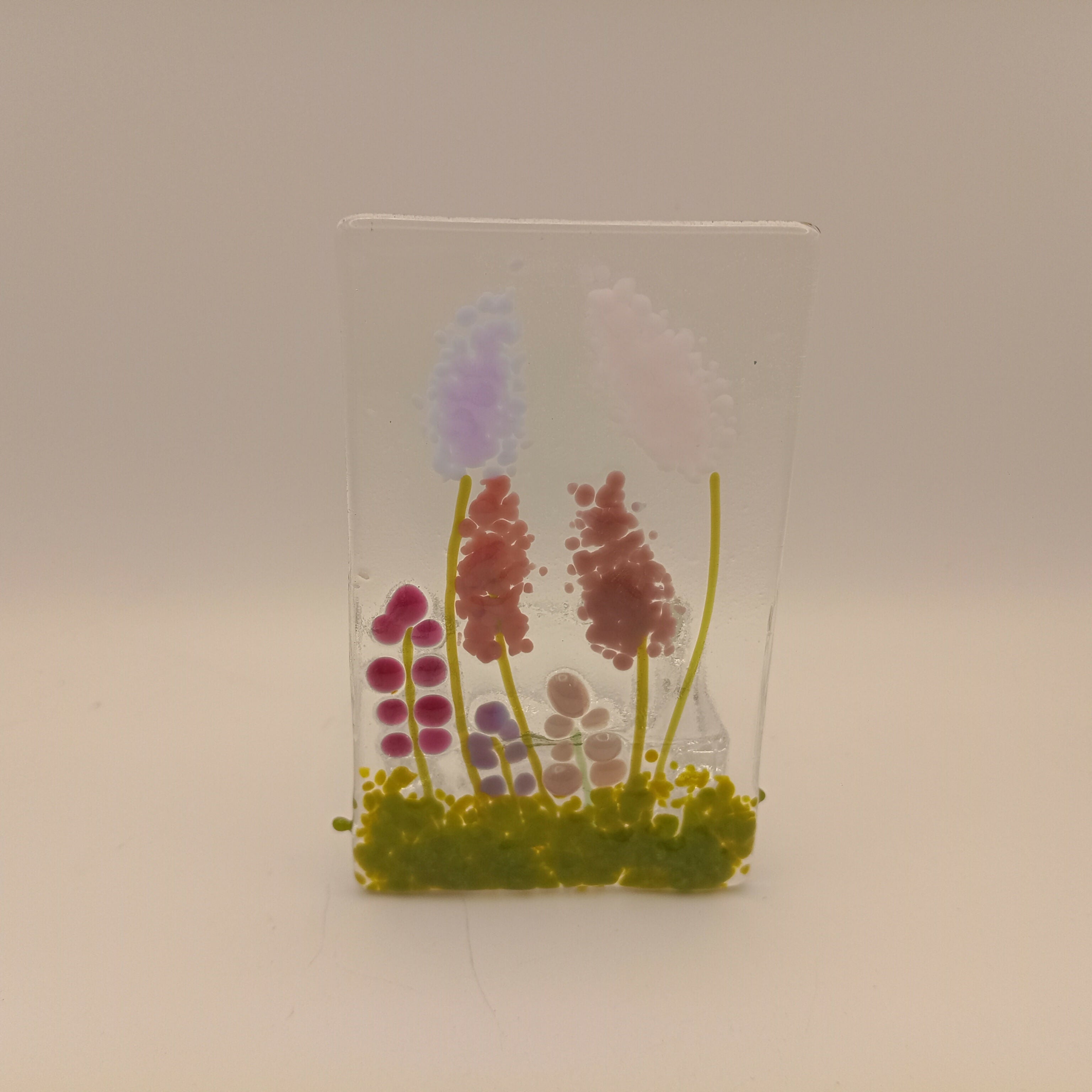 Fused Glass Pink Flower Tealight