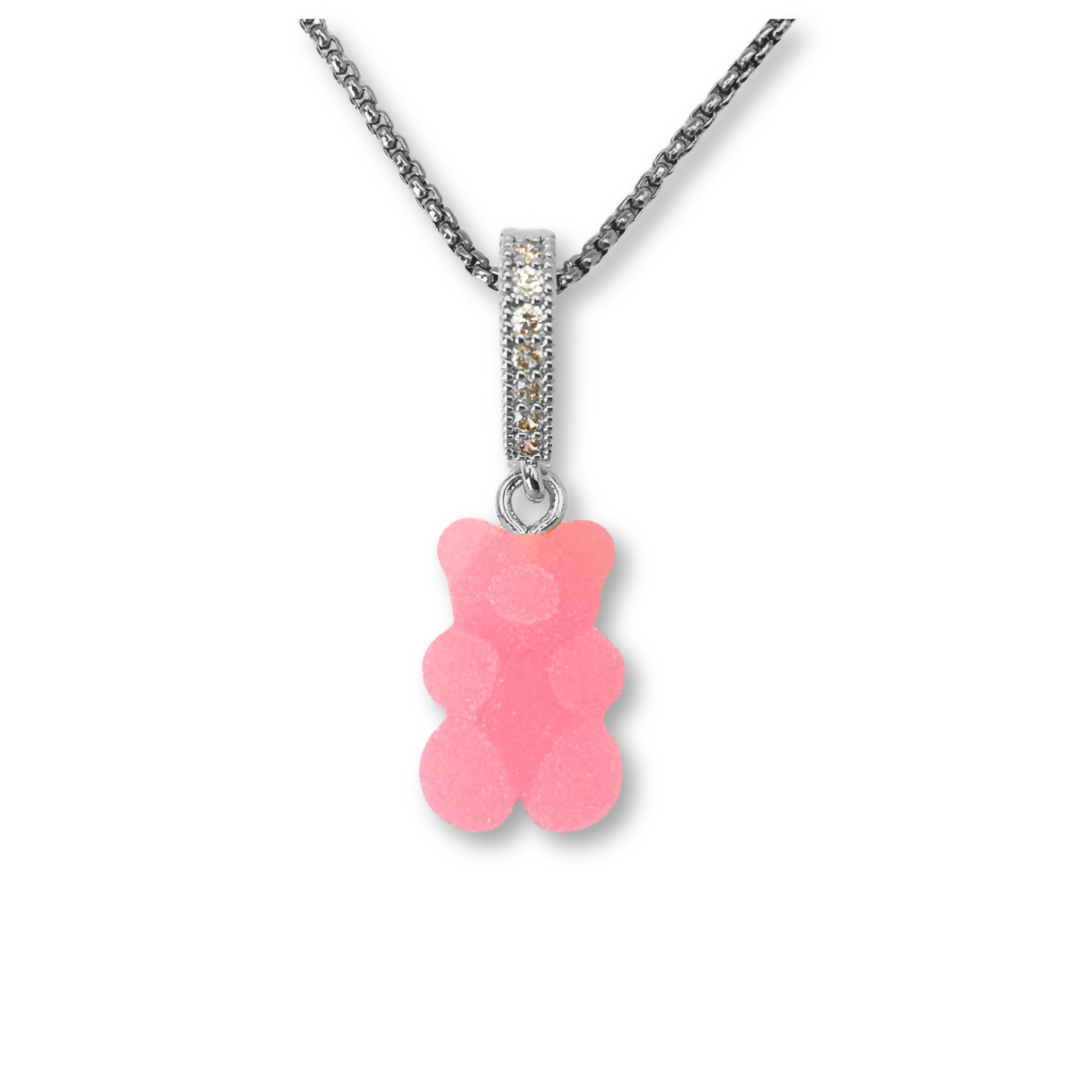 Sugar Coated Gummy Bear Pendant in Candy-Floss Pink