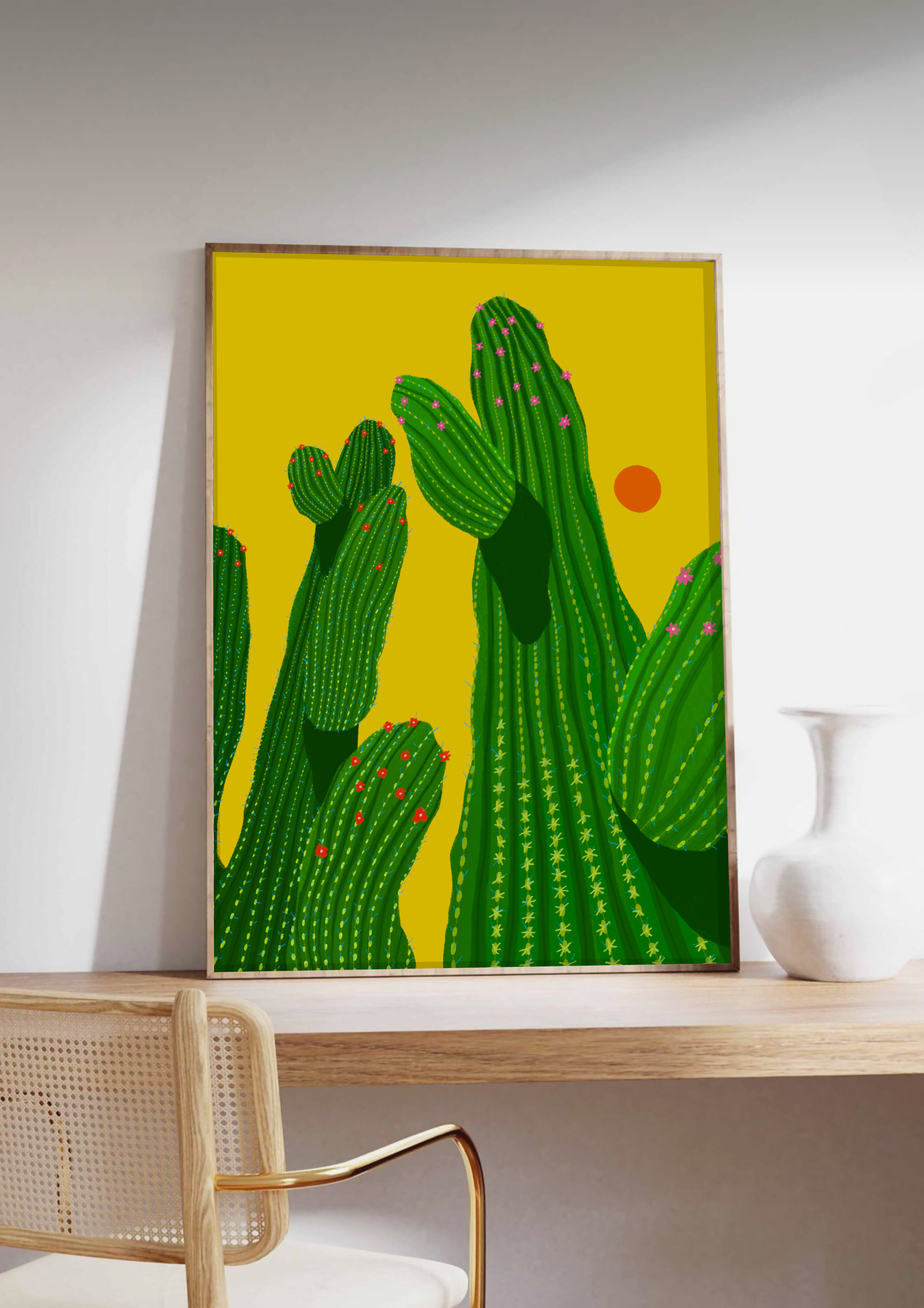 Yellow Cactus Art Print