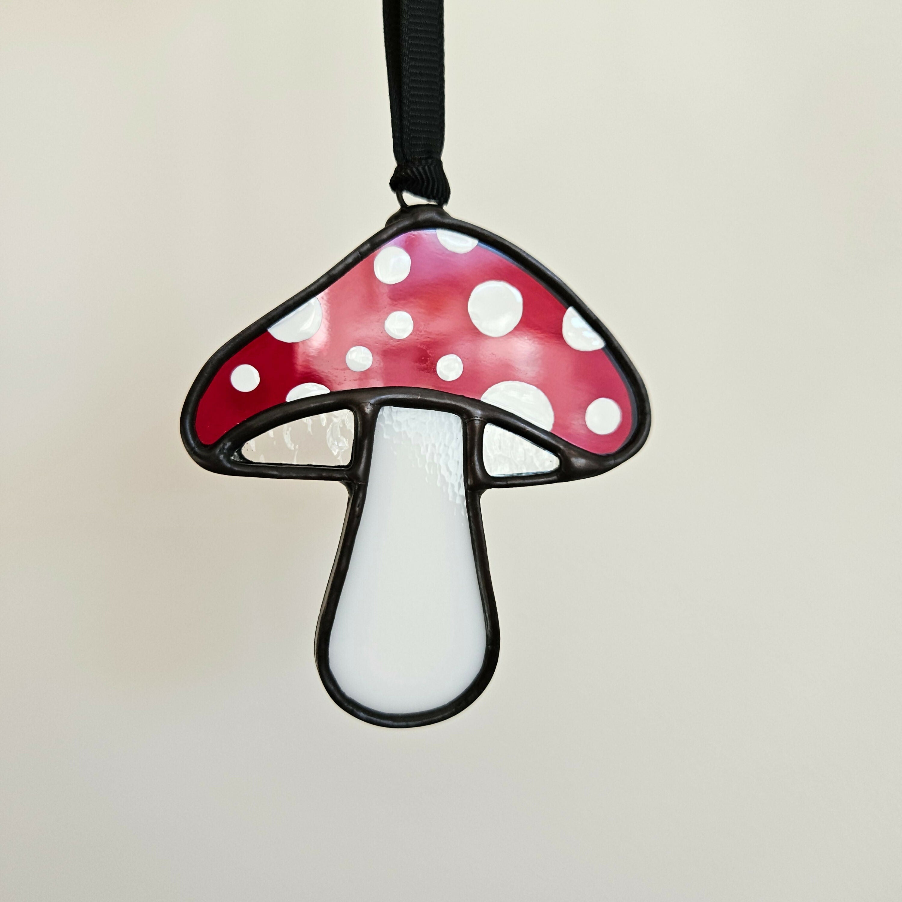Red Spotted Mushroom Stained Glass Suncatcher