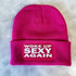 Woke Up Sexy Again Cuffed Rectangular Patch Beanie Hat