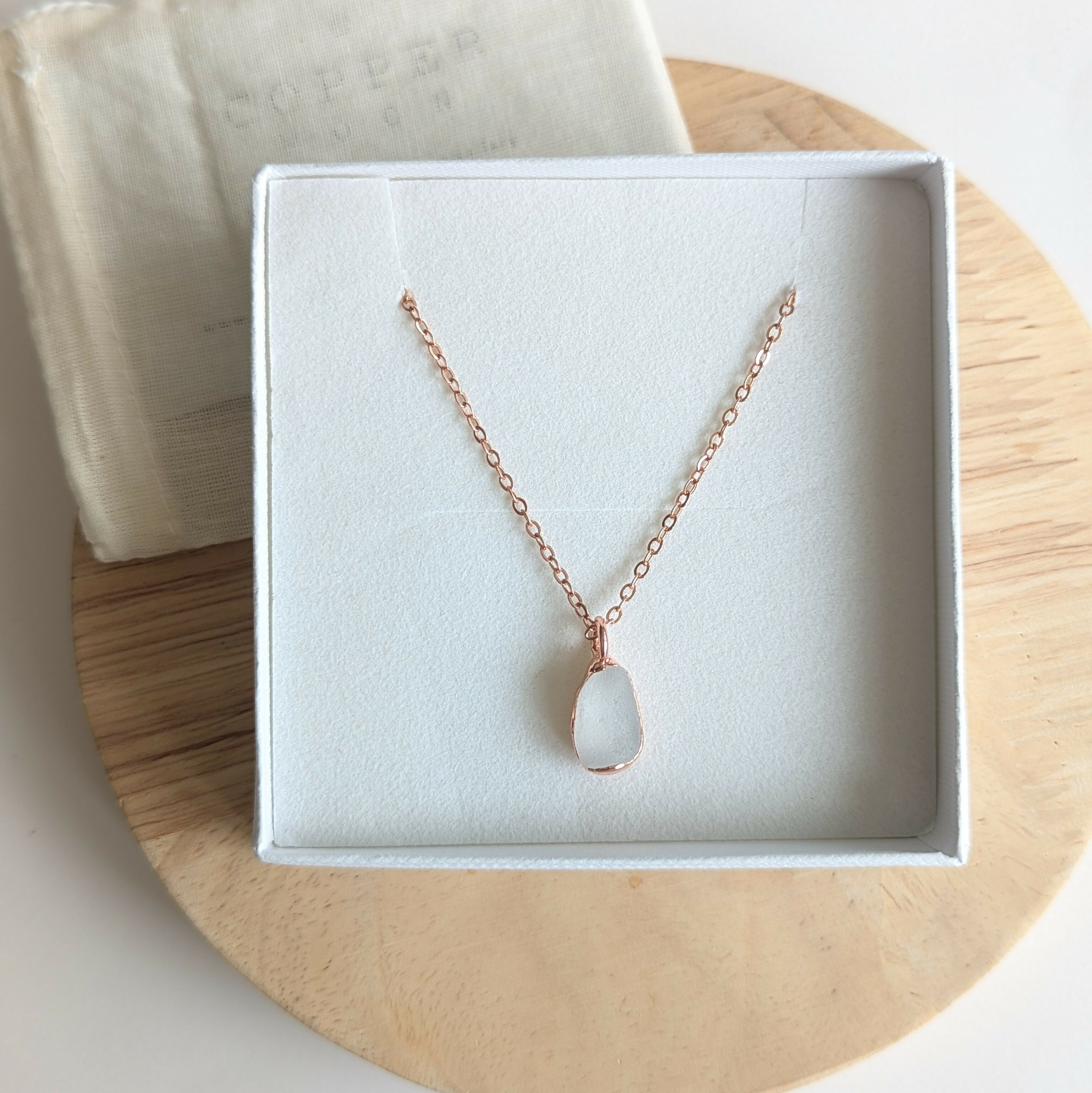 White Seaglass Drop Necklace