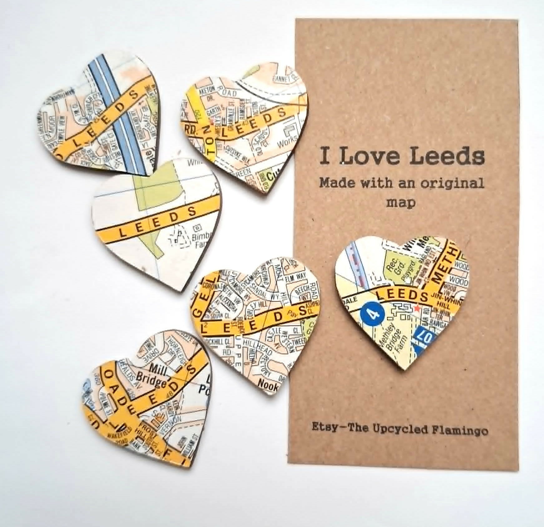 Heart Shaped Leeds Map Badge