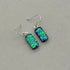 Emerald Green Raindrop Dichroic Fused Glass Dangle Sterling Silver Earrings - Handmade by Jade Tapson Glass.