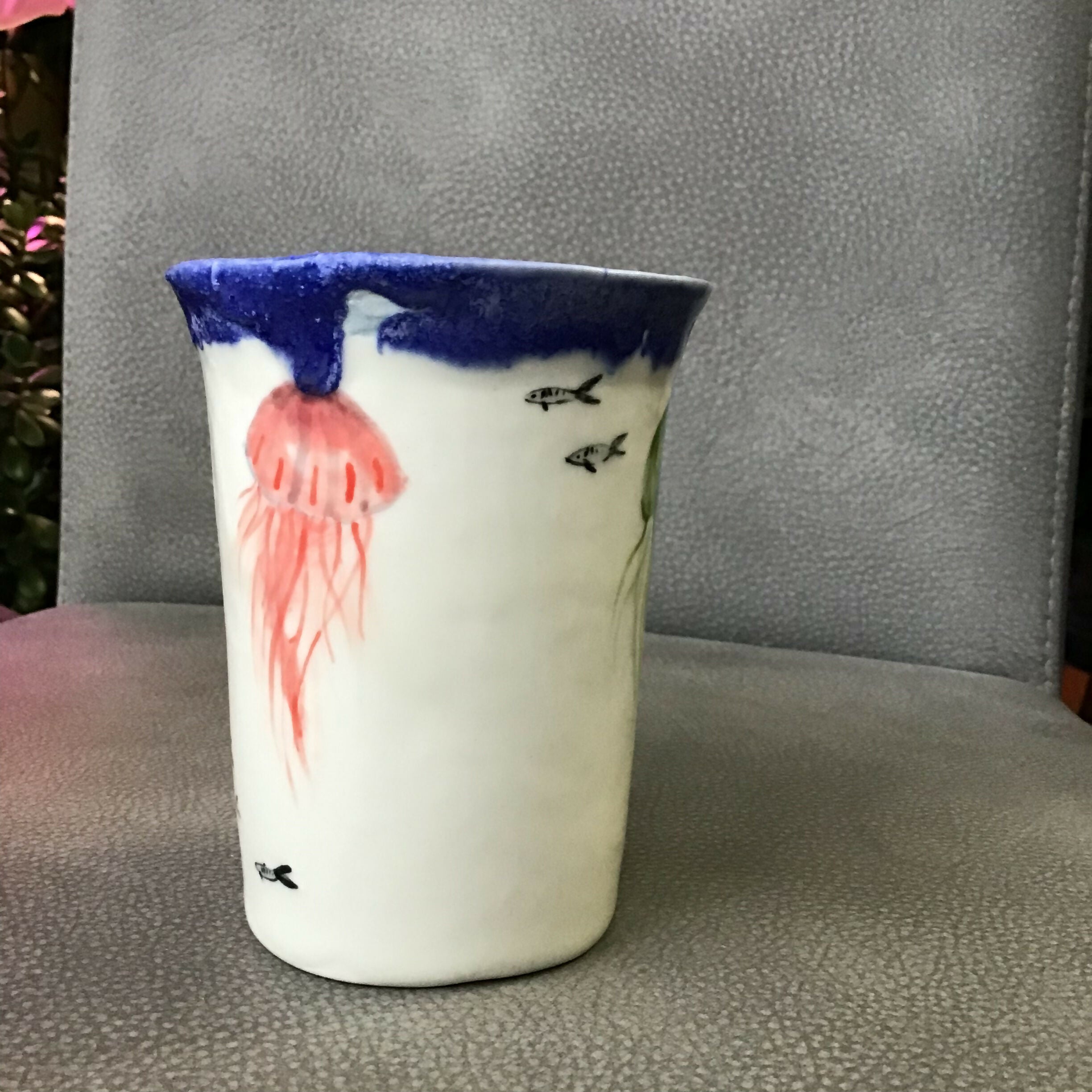 Jellyfish Handpainted Pot