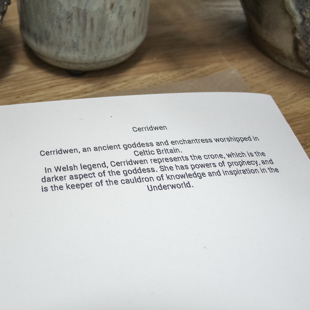 GODDESS CERRIDWEN LINOCUT GREETING CARD