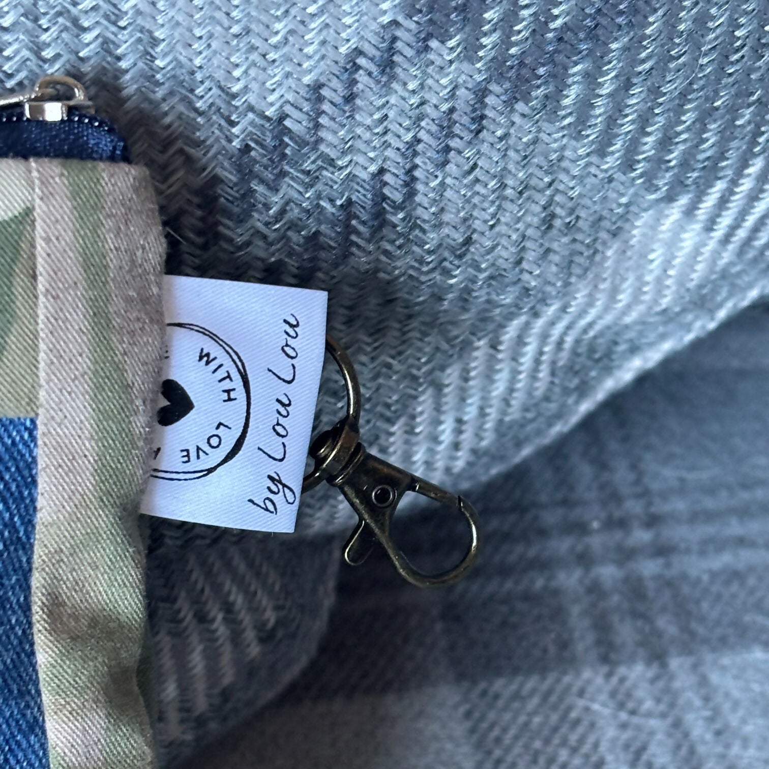 Unique Handcrafted Camouflage Patchwork Purse Cosmetic Bag Made From Upcycled Jeans And Fabric