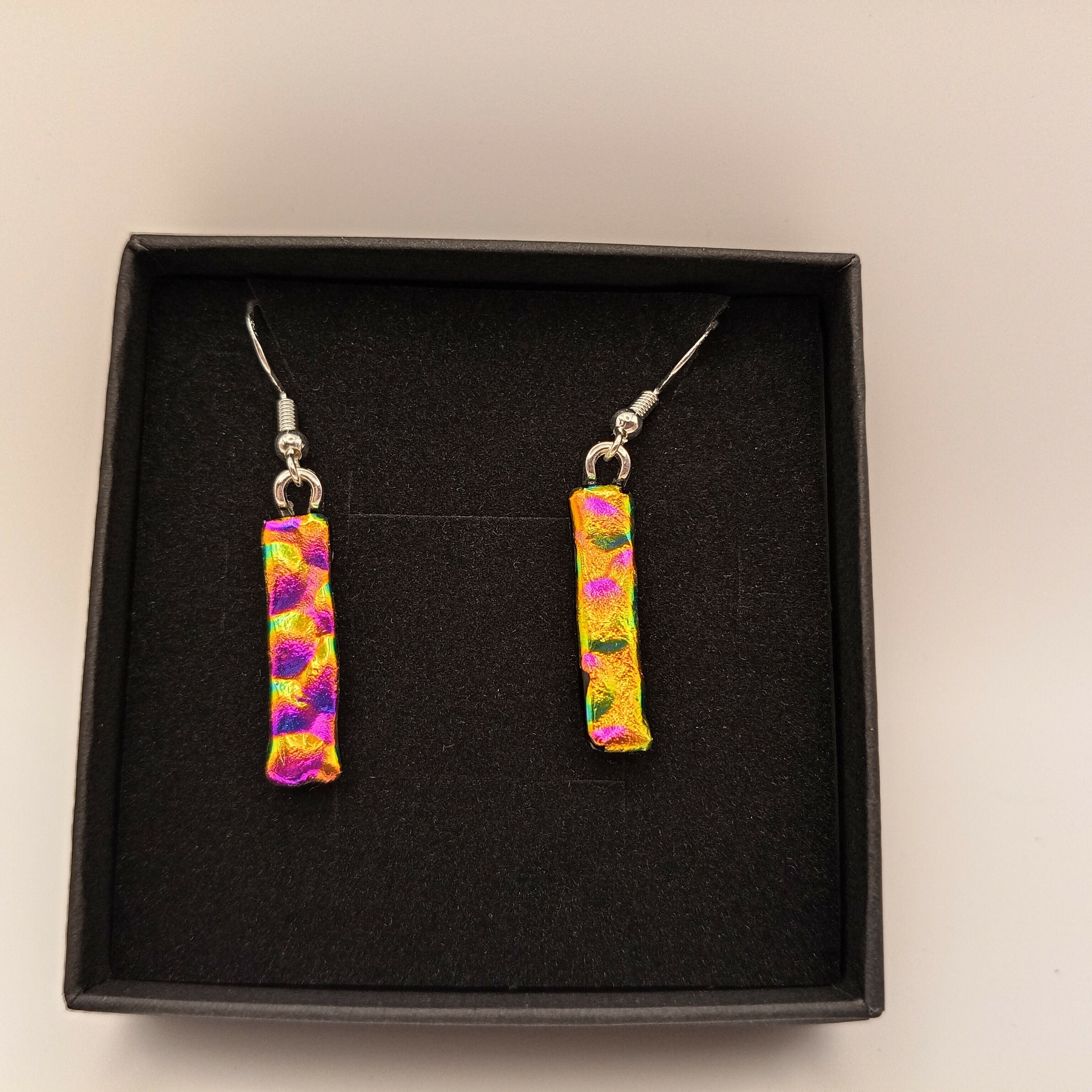 Gold and Purple Bubbled Dichroic Earrings