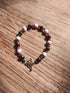 Tibetan Silver Toggle Catch with Faceted Grey Hematite, Carnelian & Grey Veined Howlite.