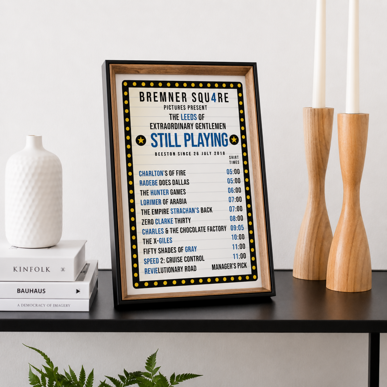 Leeds Utd Art Print CINEMA LISTING Design