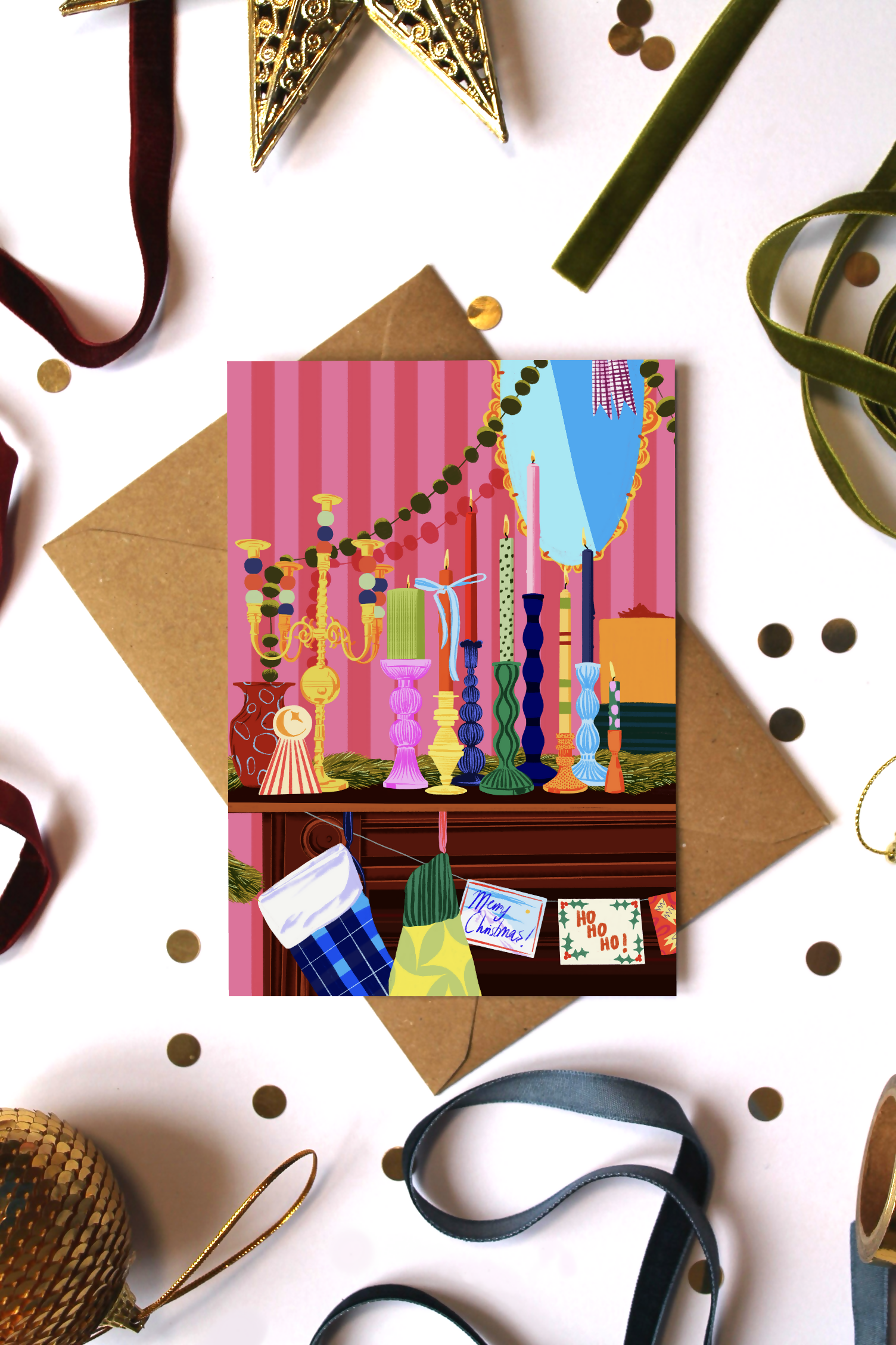 Maximalist Festive Decor Christmas Card