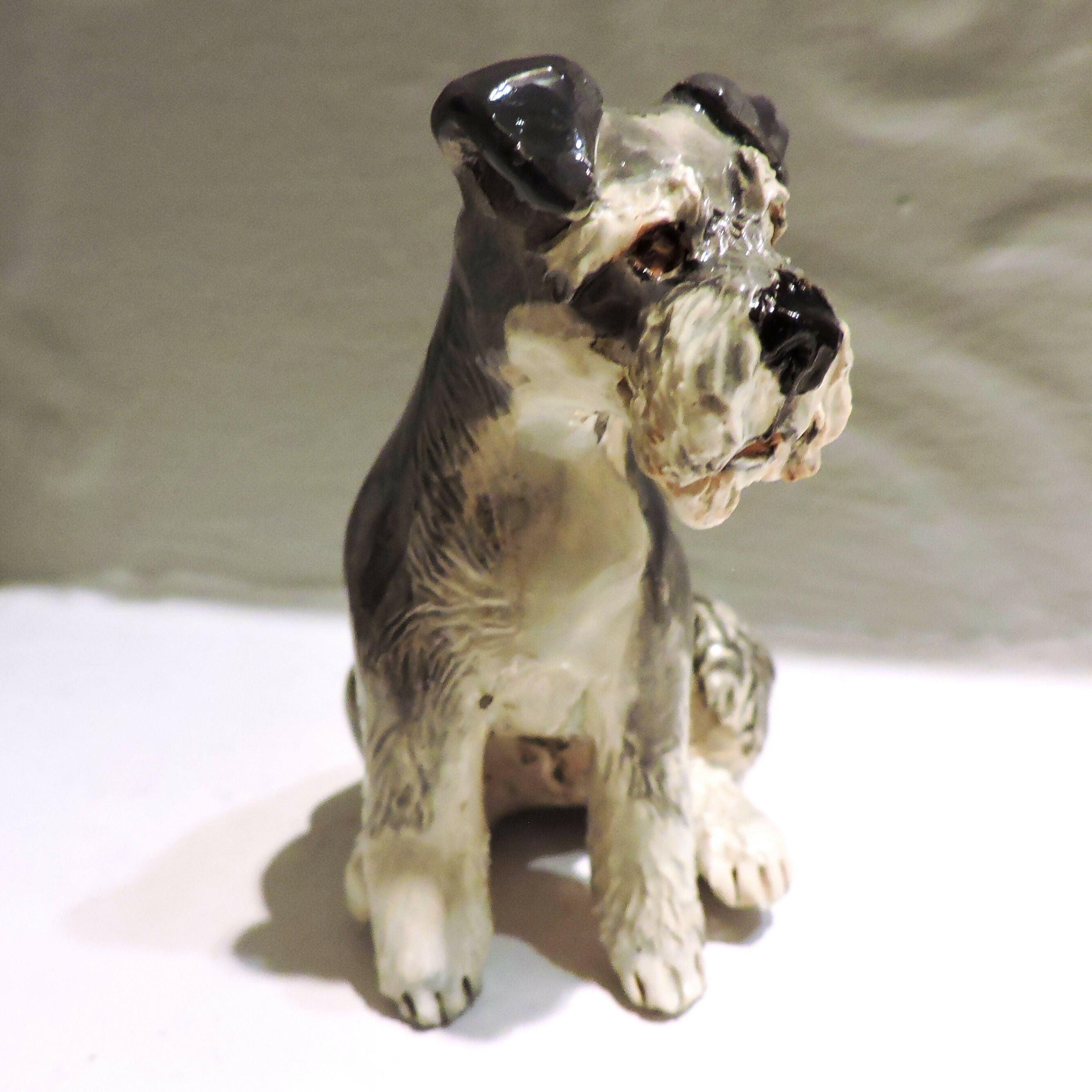 Ceramic Miniature Schnauzer dog sculpture
