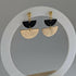 Geometric Black and Gold Half Moon Earrings on Gold Plated Ball Stud