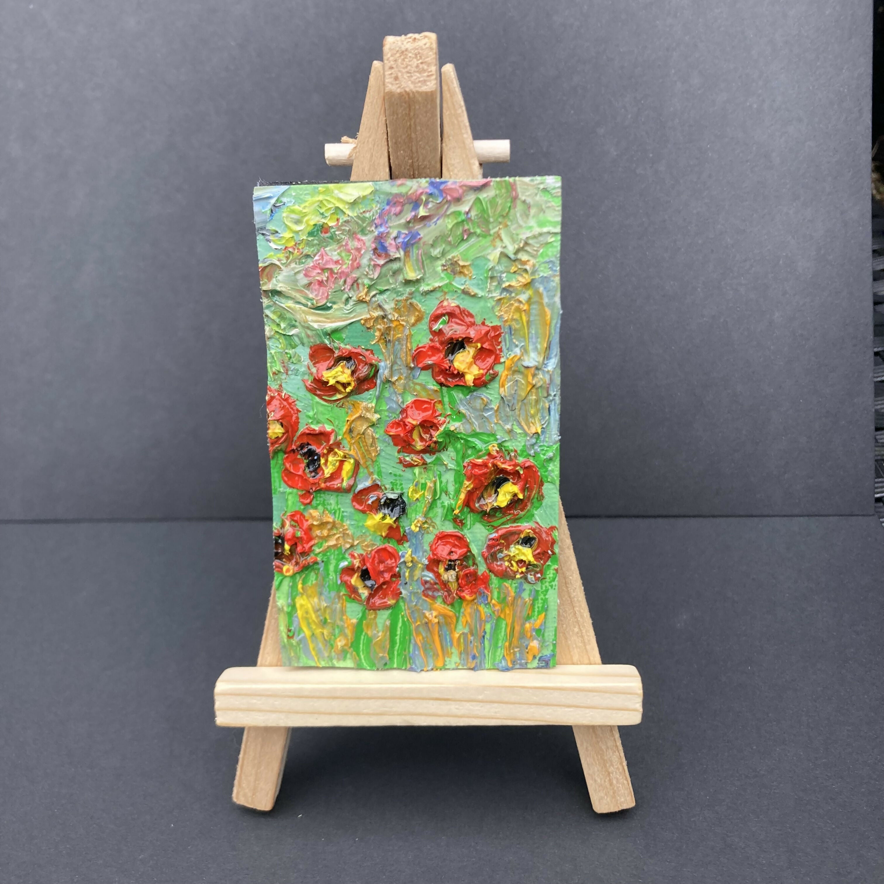 Poppies Oil Painted Mini Canvas Fridge Magnet