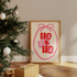HO HO HO BOW CHRISTMAS WALL ART PRINT