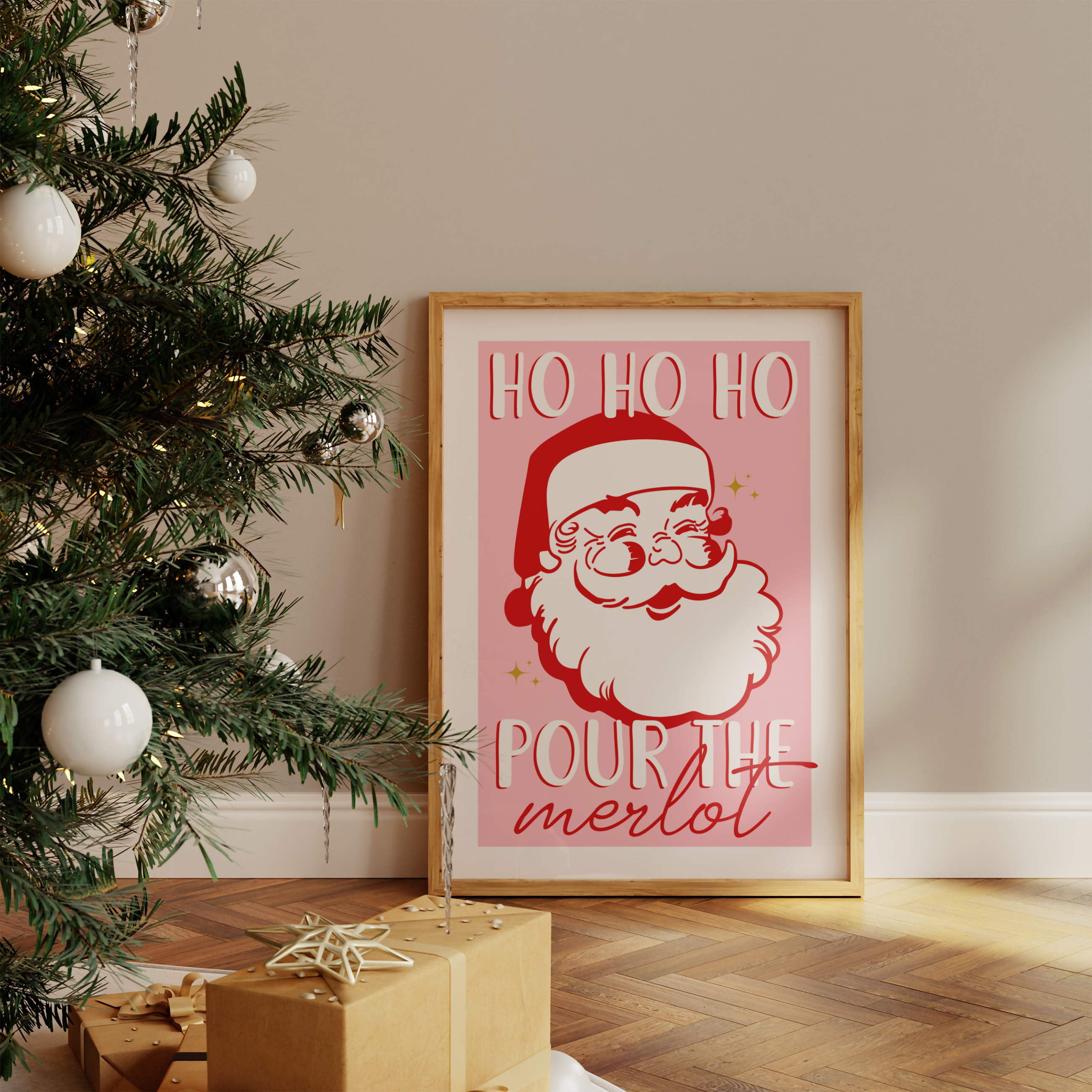 POUR THE MERLOT CHRISTMAS WALL ART PRINT