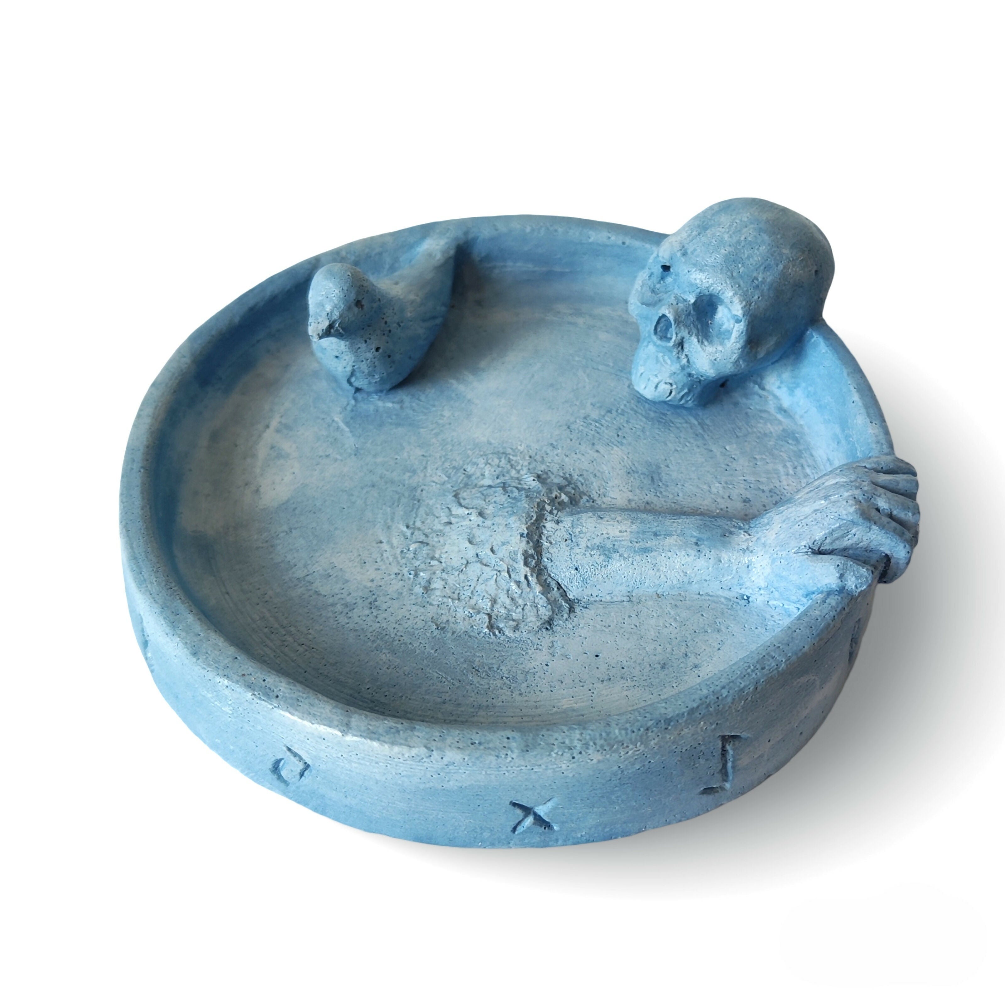 Hand-Sculpted Trinket Dish / Skull, Raven, Hand Sculpture
