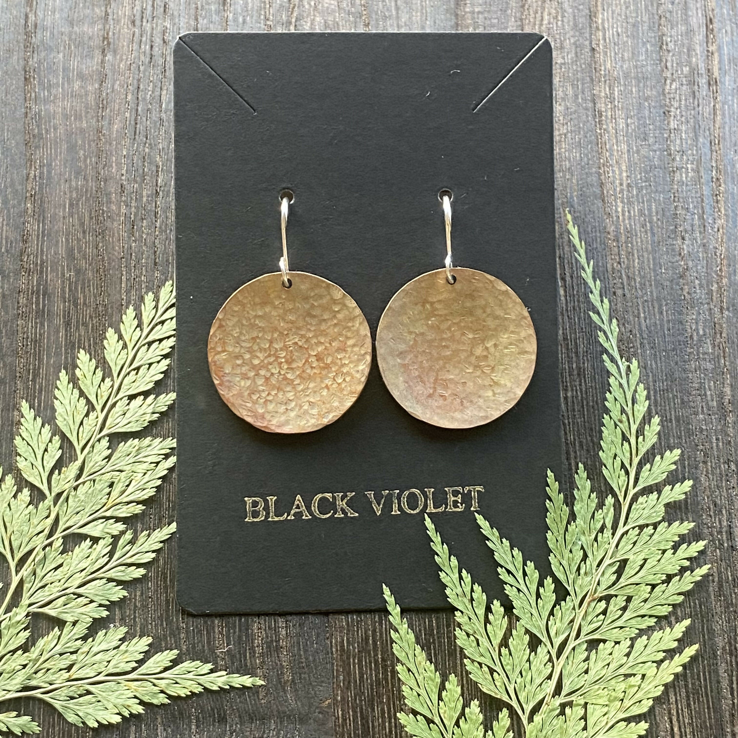 HAMMERED COPPER MOON EARRINGS