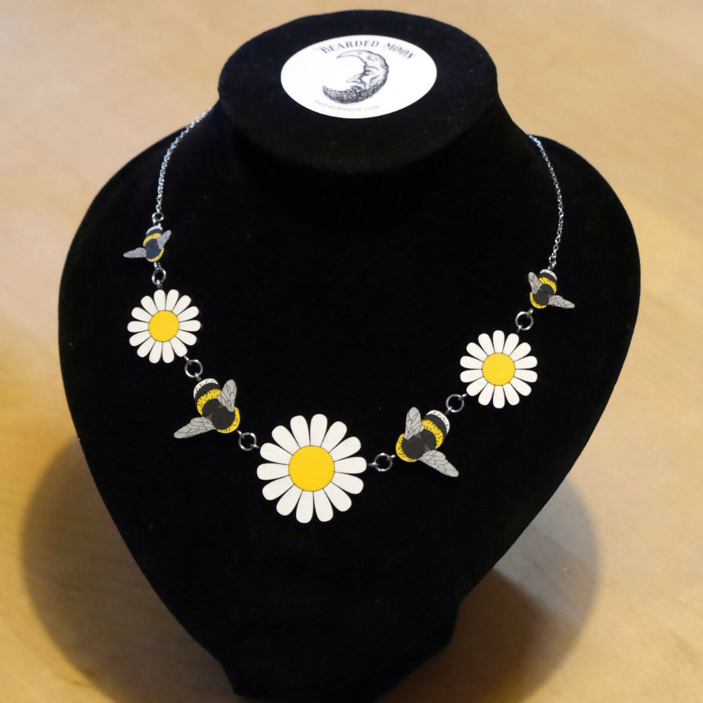 Daisies and Bees Necklace