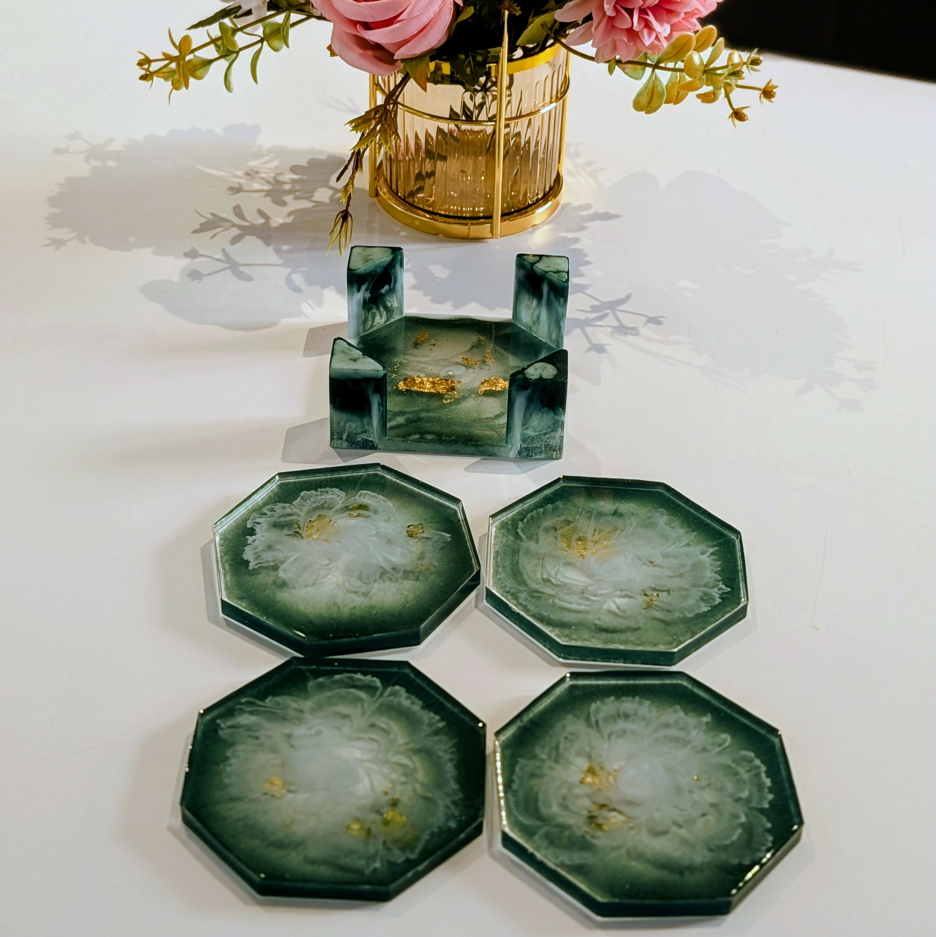 HANDMADE COASTERS WITH HOLDER SET