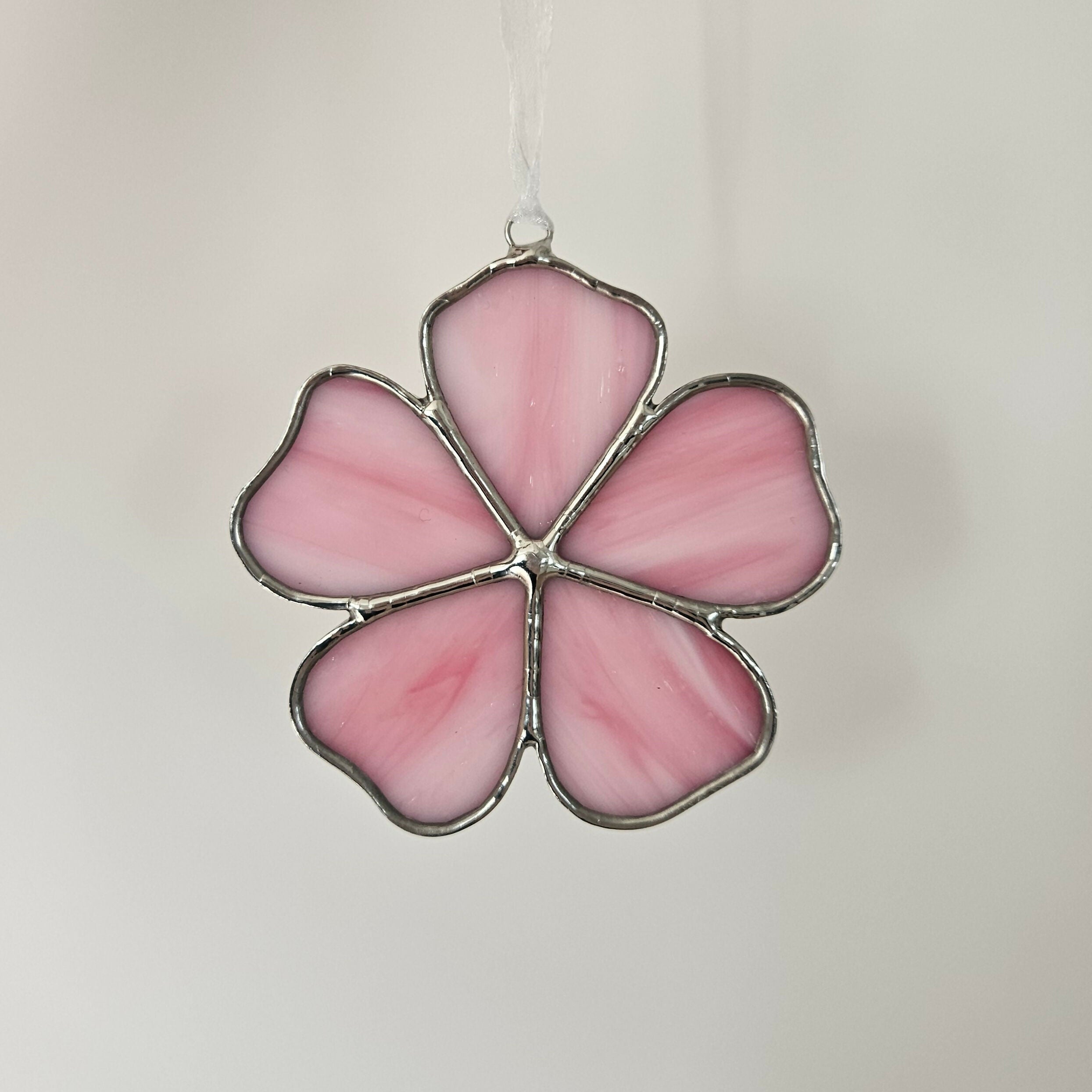 Streaky Pink Cherry Blossom Stained Glass Decoration