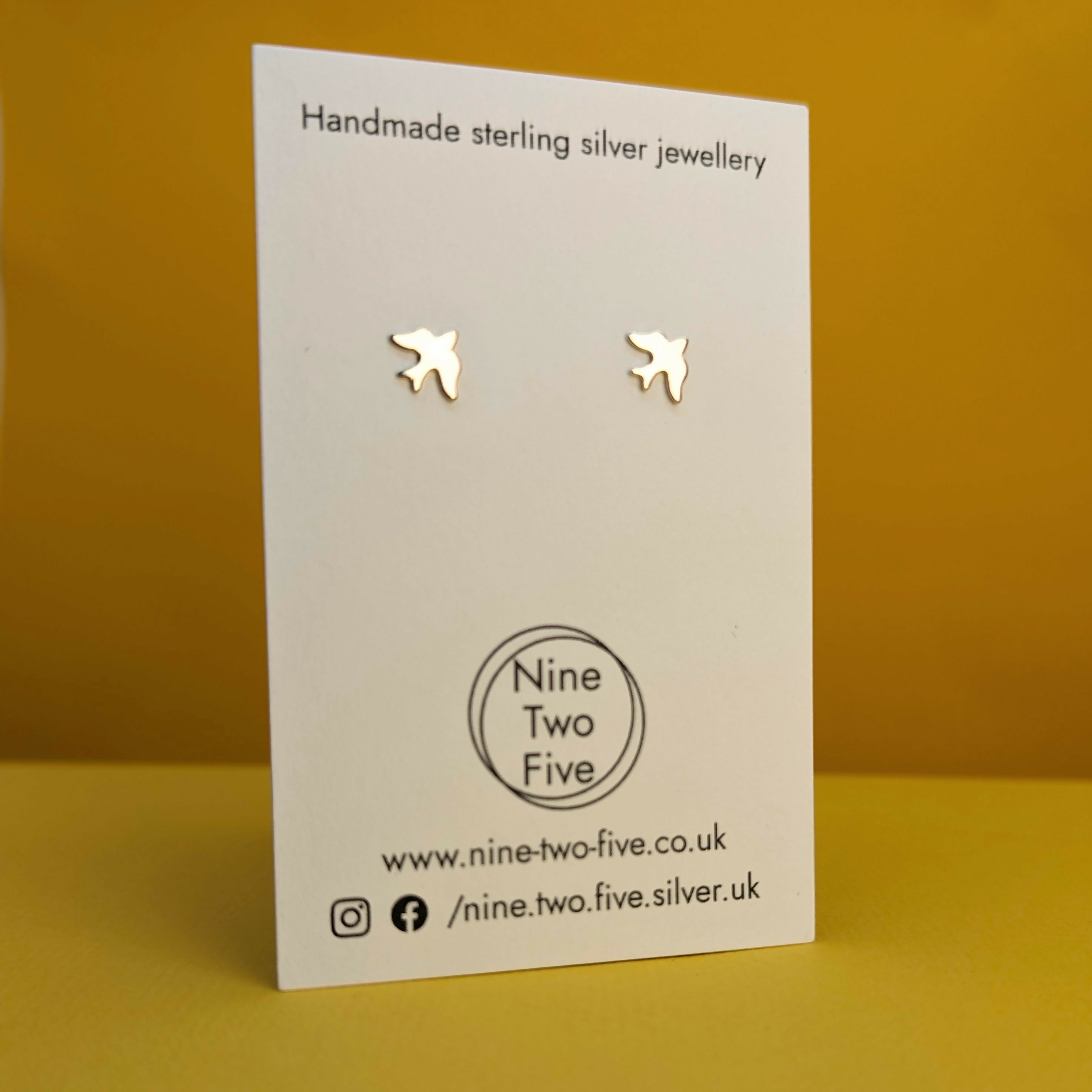 'Love Bird' Sterling Silver Tiny Bird Stud Earring