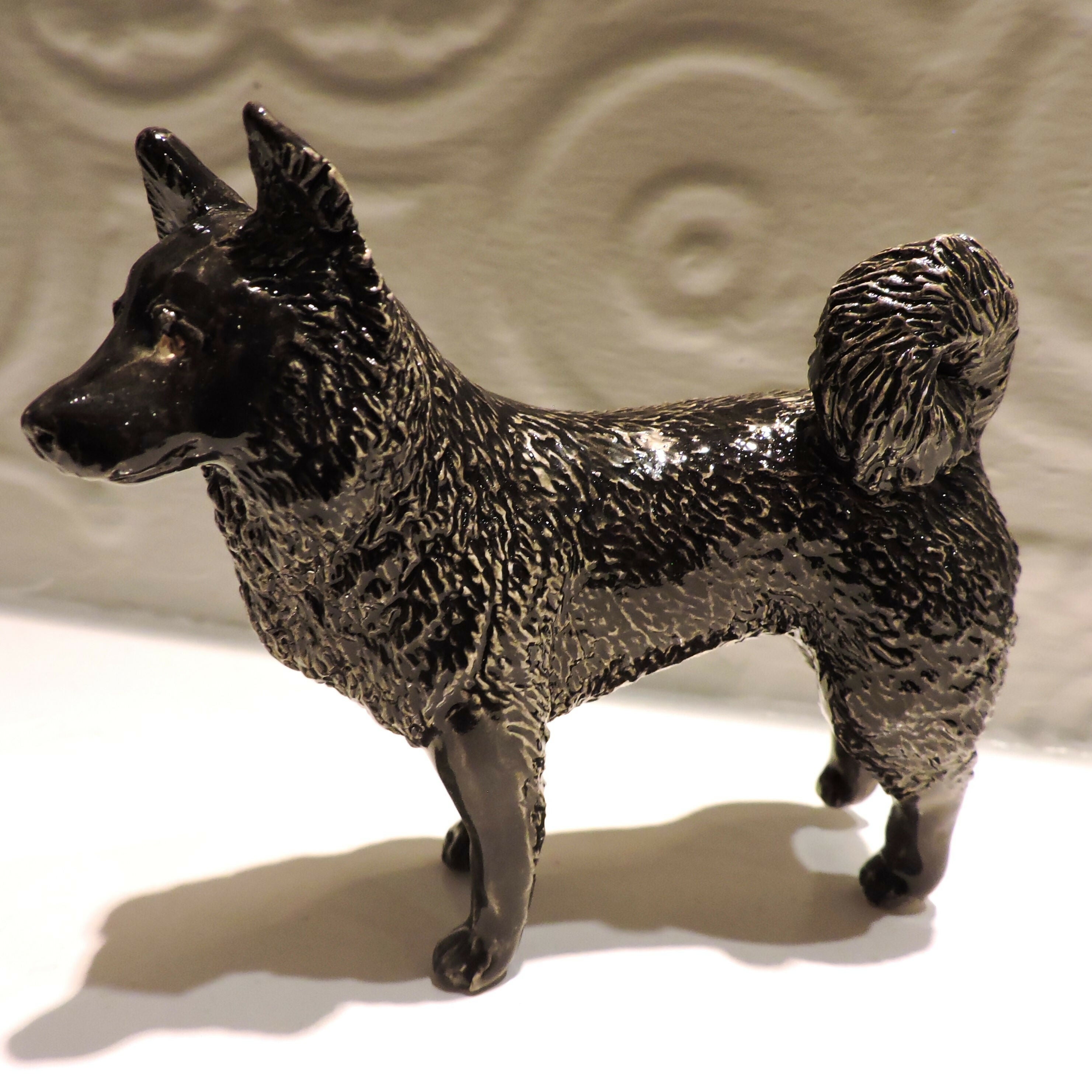 Ceramic Hungarian Mudi Sheepdog Sculpture