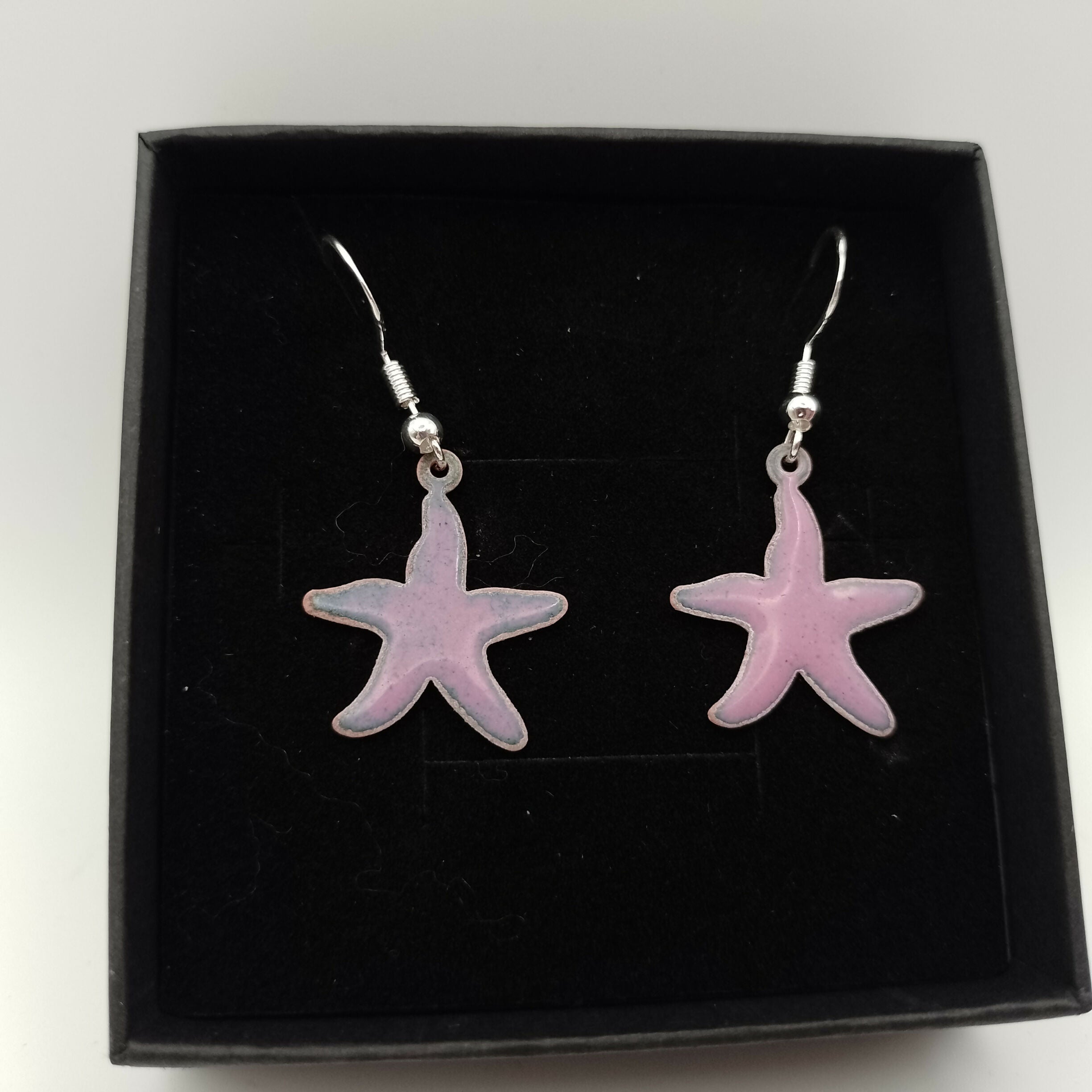 Pale Pink Enamel Starfish Earrings