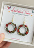 Christmas Wreath Real Flower Earrings Gold Plated