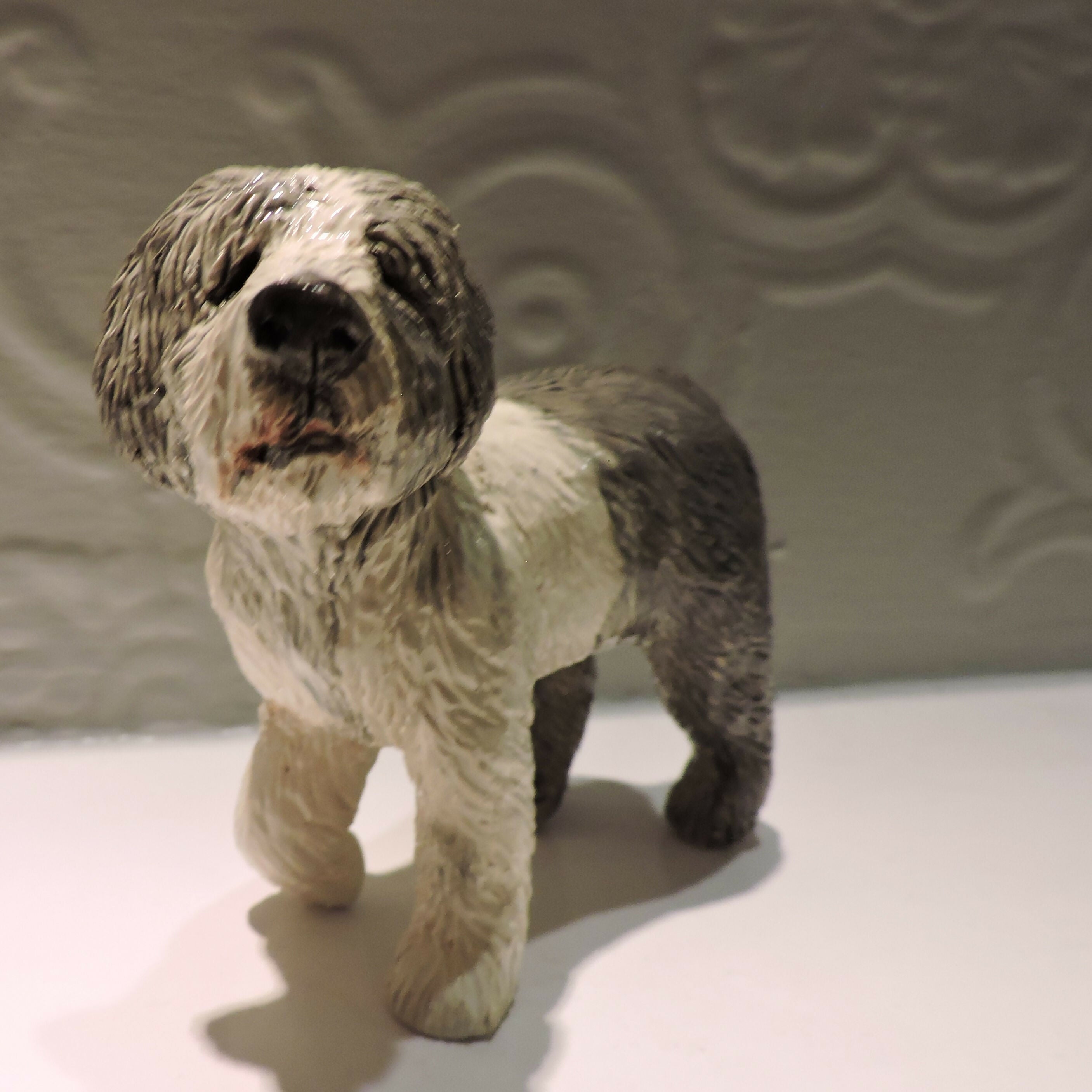 Ceramic old english sheepdog sculpture