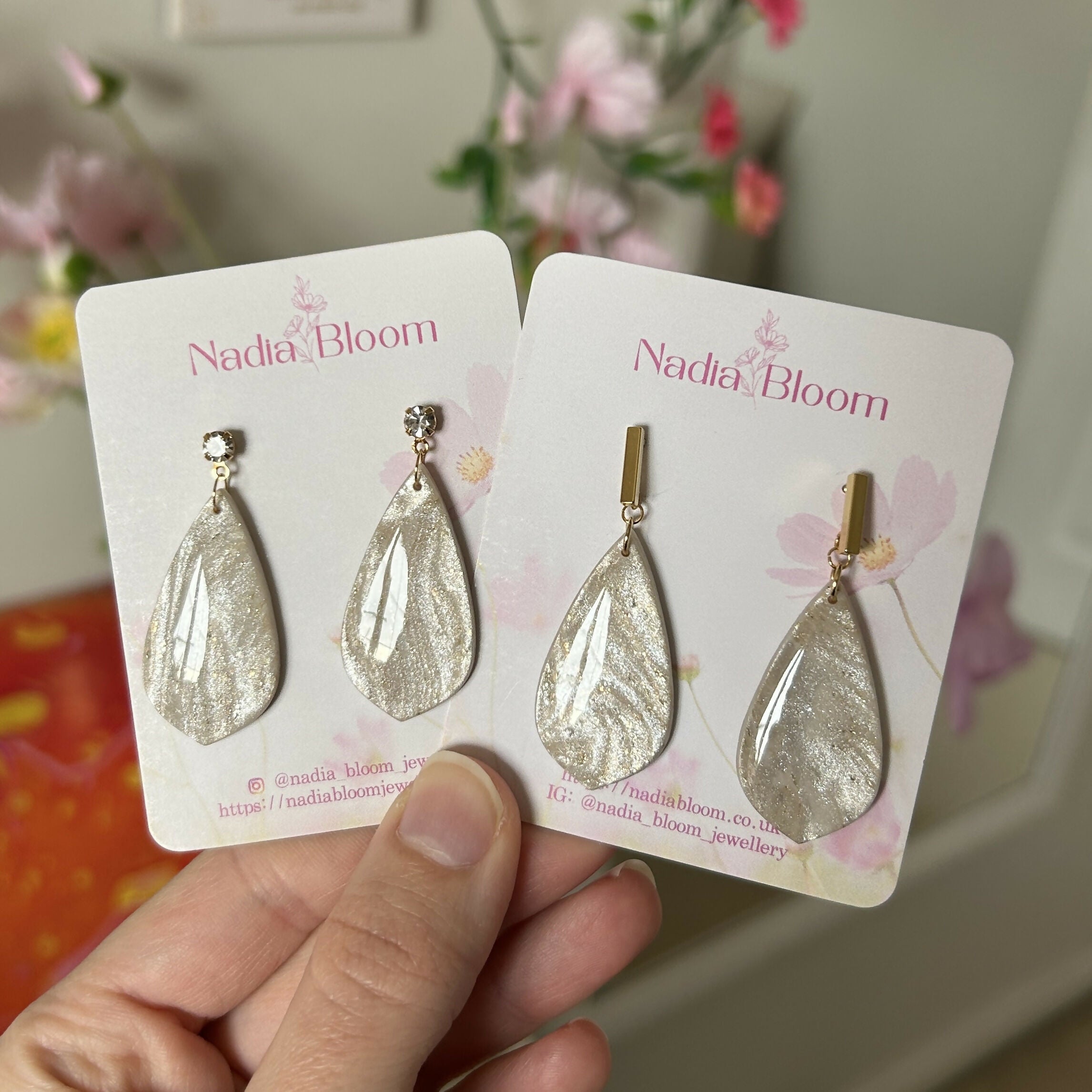 Beige Marble Pattern Earrings