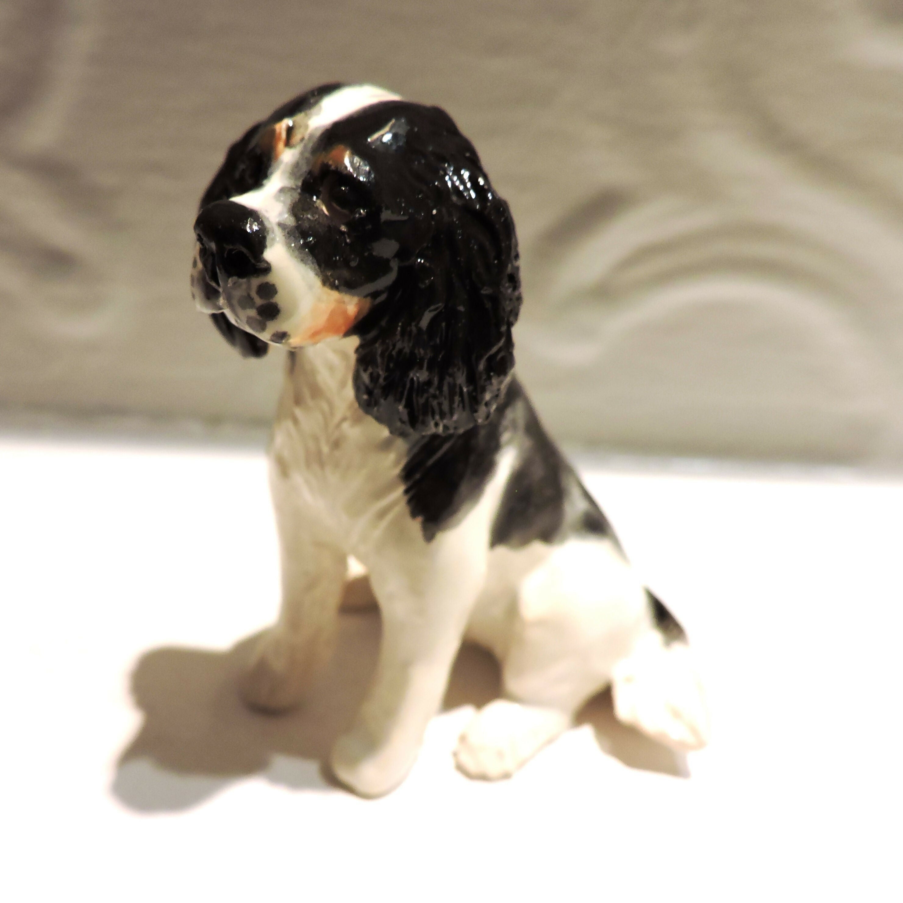 Ceramic cavalier king charles spaniel dog sculpture