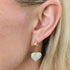 Cream Marbled Enamel Gold Heart Earrings on a Gold Plated Half Loop Huggie Stud