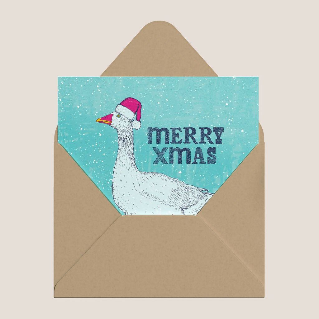 Christmas Goose Greeting Card – Merry Xmas Design